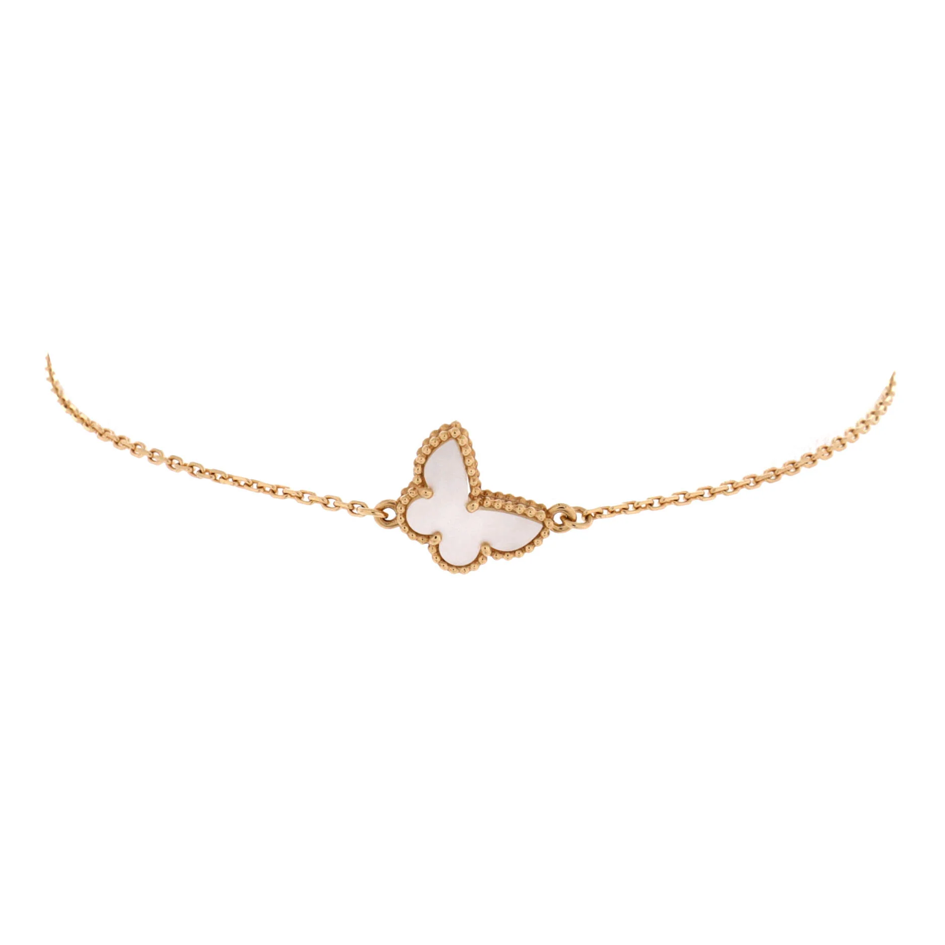Sweet Alhambra Butterfly Bracelet 18K Yellow Gold and Mother of Pearl