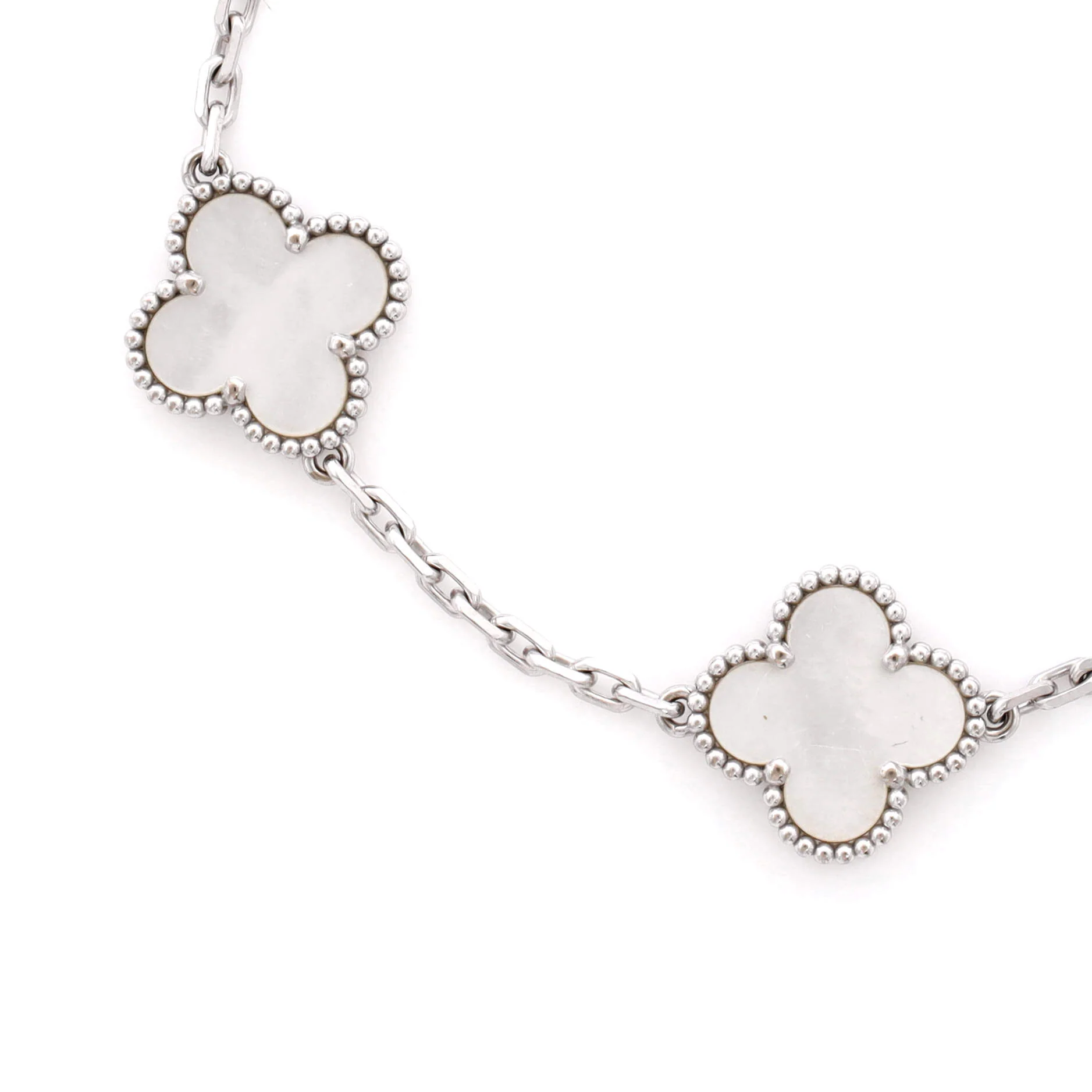 Vintage Alhambra 5 Motifs Bracelet 18K White Gold and Mother of Pearl - Image 2