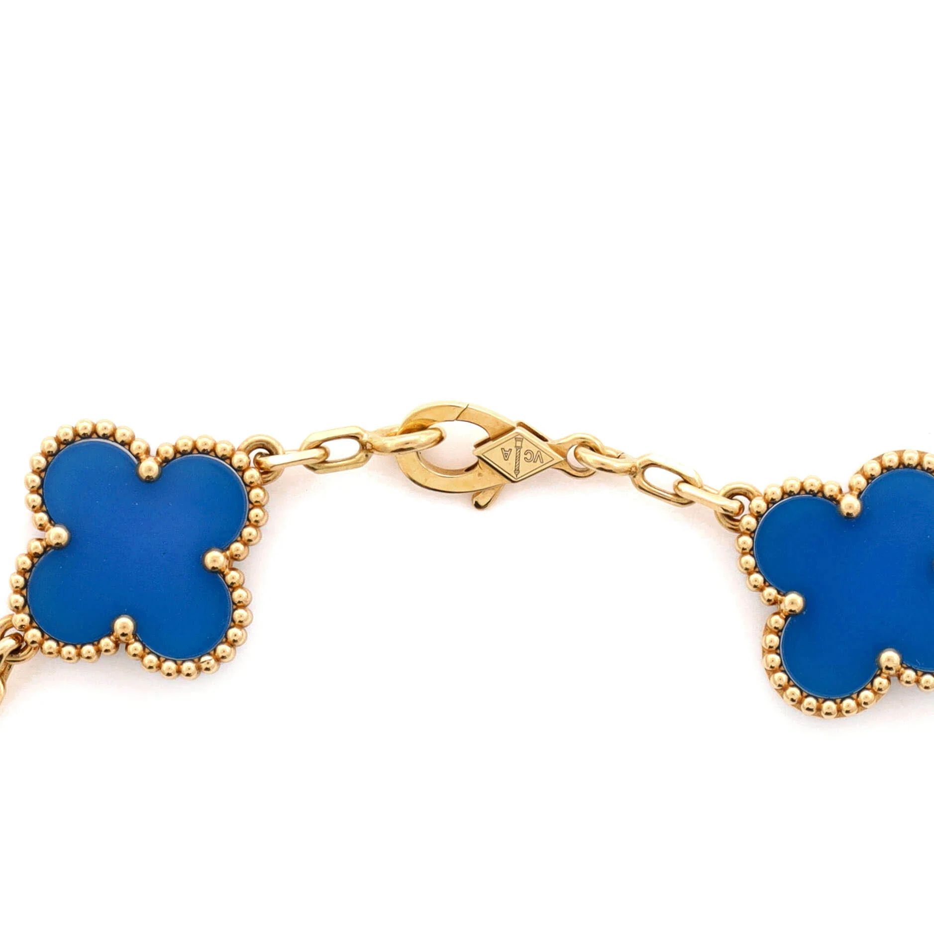 Vintage Alhambra 5 Motifs Bracelet 18K Yellow Gold and Agate - Image 4