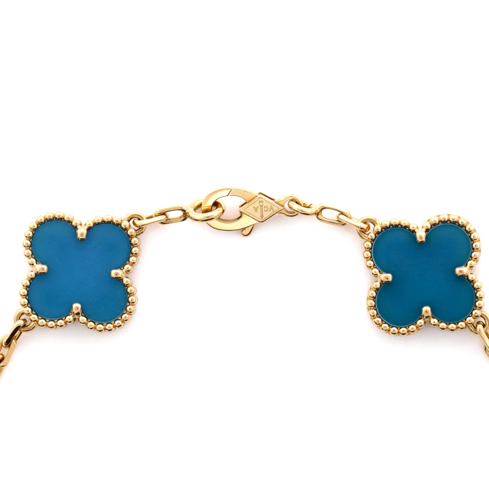 Vintage Alhambra 5 Motifs Bracelet 18K Yellow Gold and Agate - Image 2