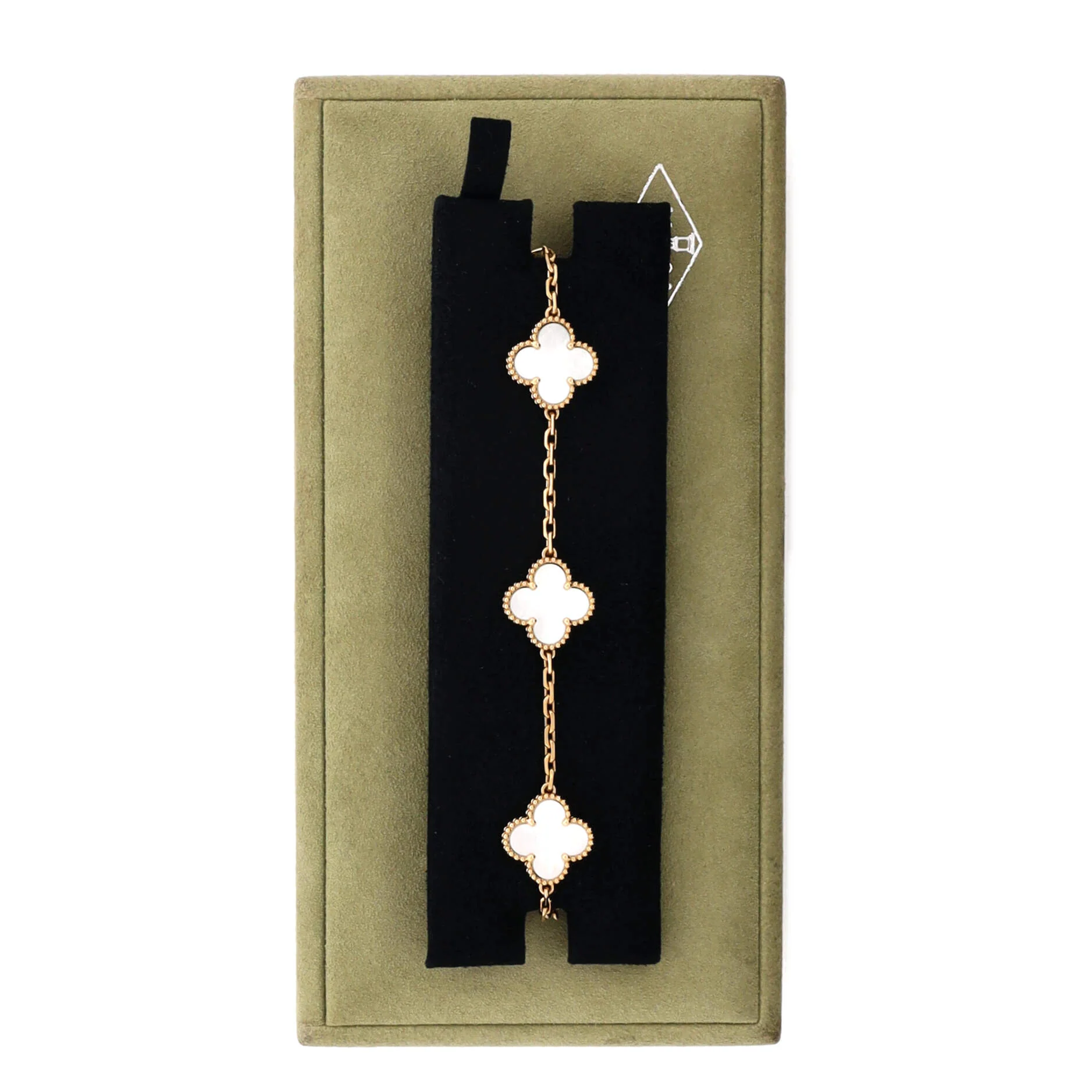 Vintage Alhambra 5 Motifs Bracelet 18K Yellow Gold and Mother of Pearl - Image 2