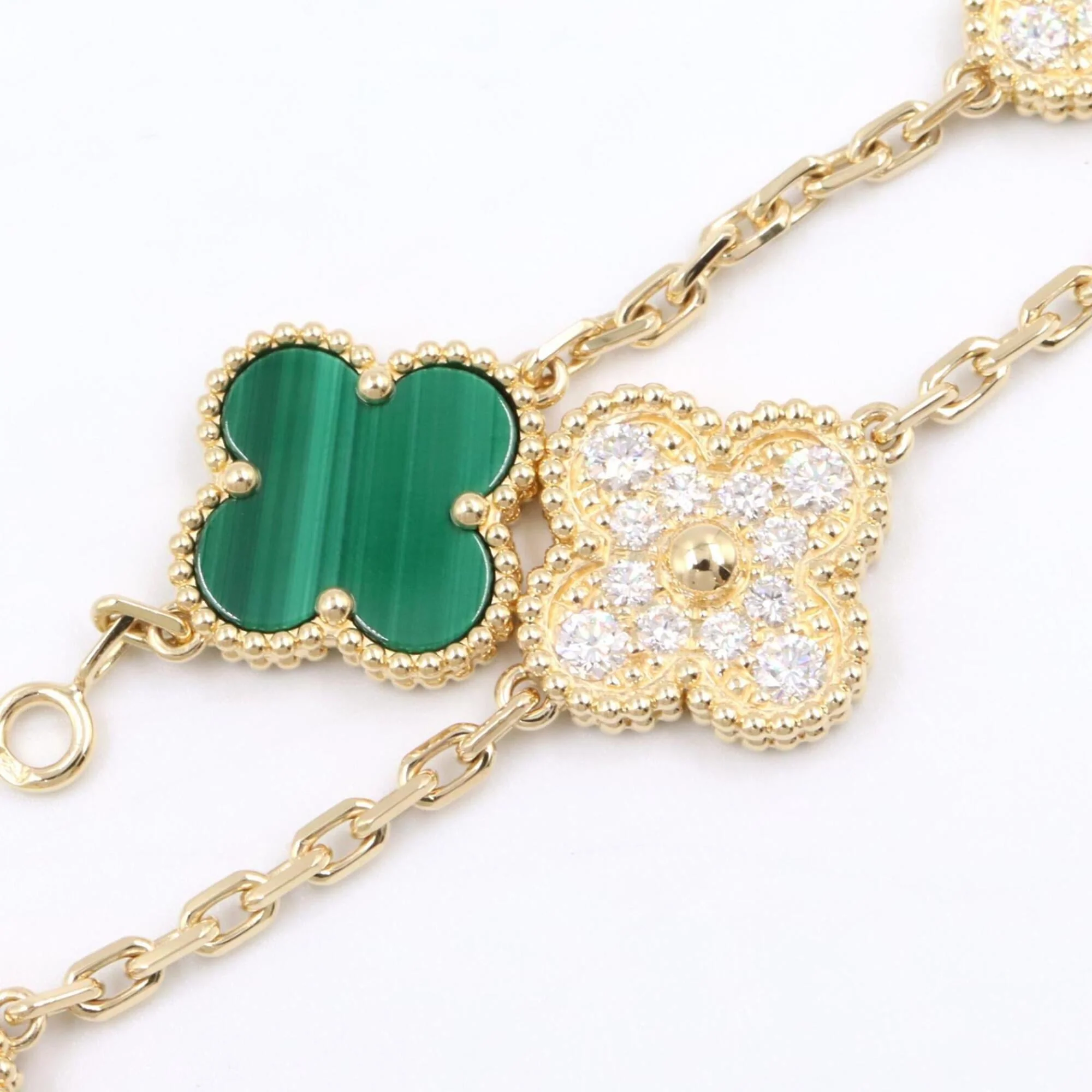 Vintage Alhambra Bracelet 18K Yellow Gold and Malachite - Image 5
