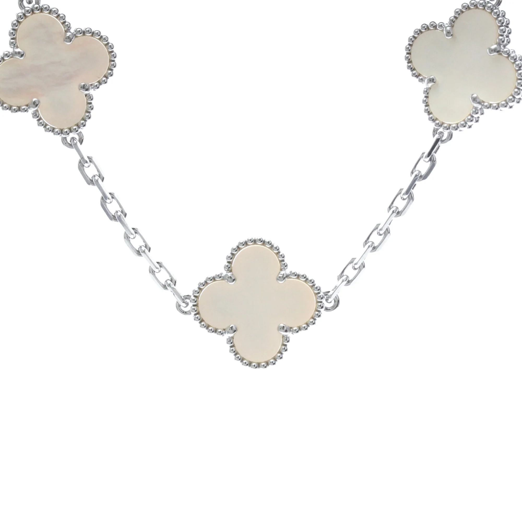 Vintage Alhambra Bracelet Sterling Silver and 18K White Gold and Mother of Pearl - Image 2