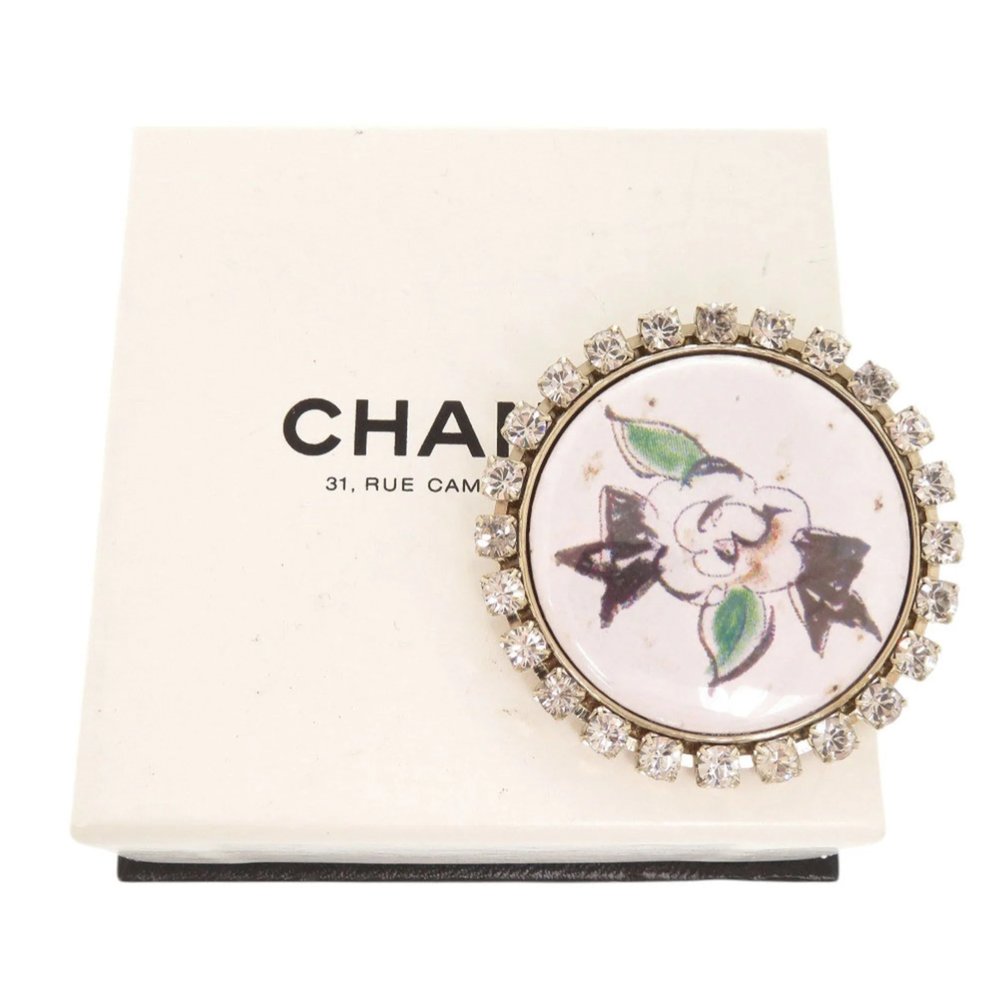 Brooch Metal and Rhinestone White - Image 2