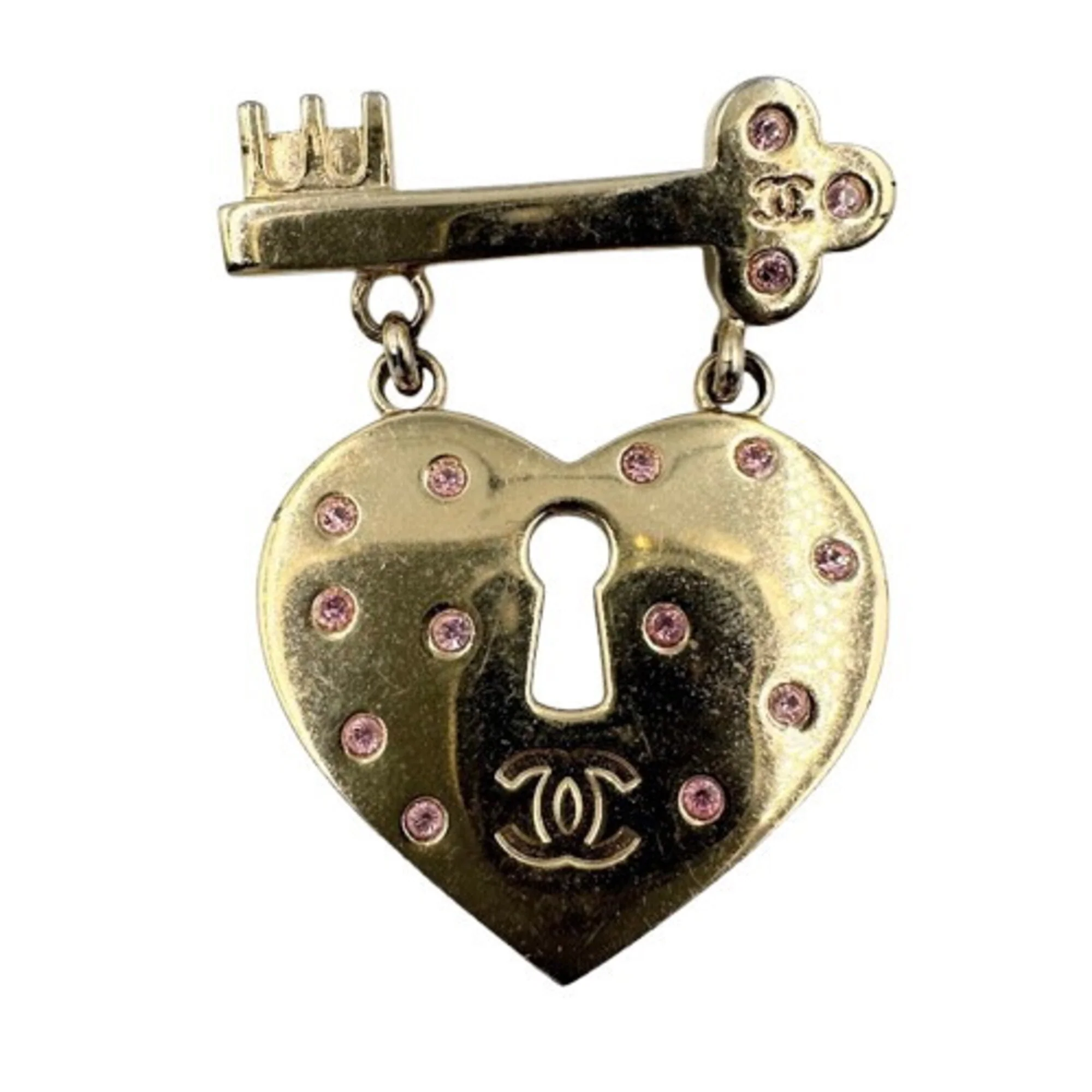 Brooch Metal Heart Key Motif