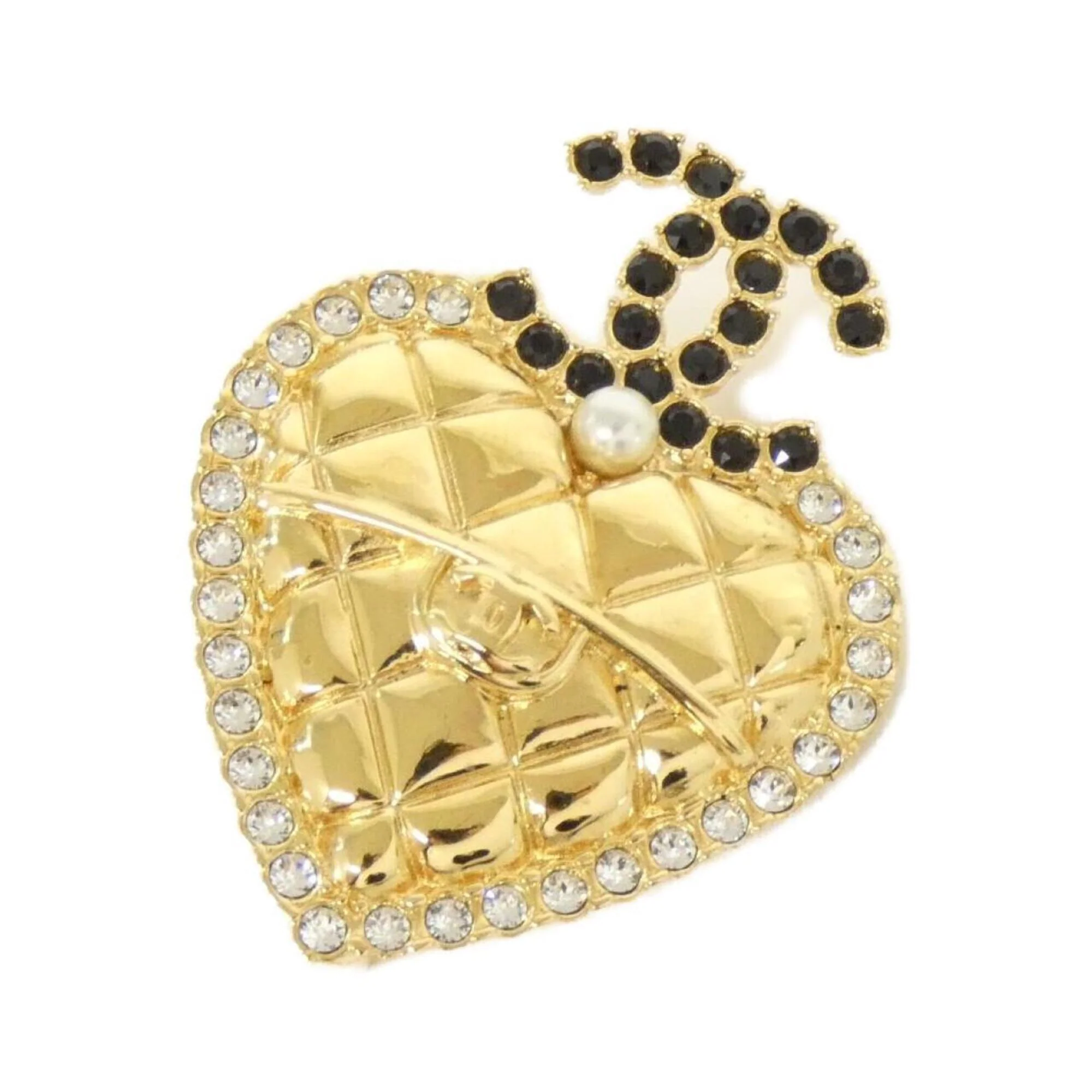 Brooch with Artificial Pearl and Crystal