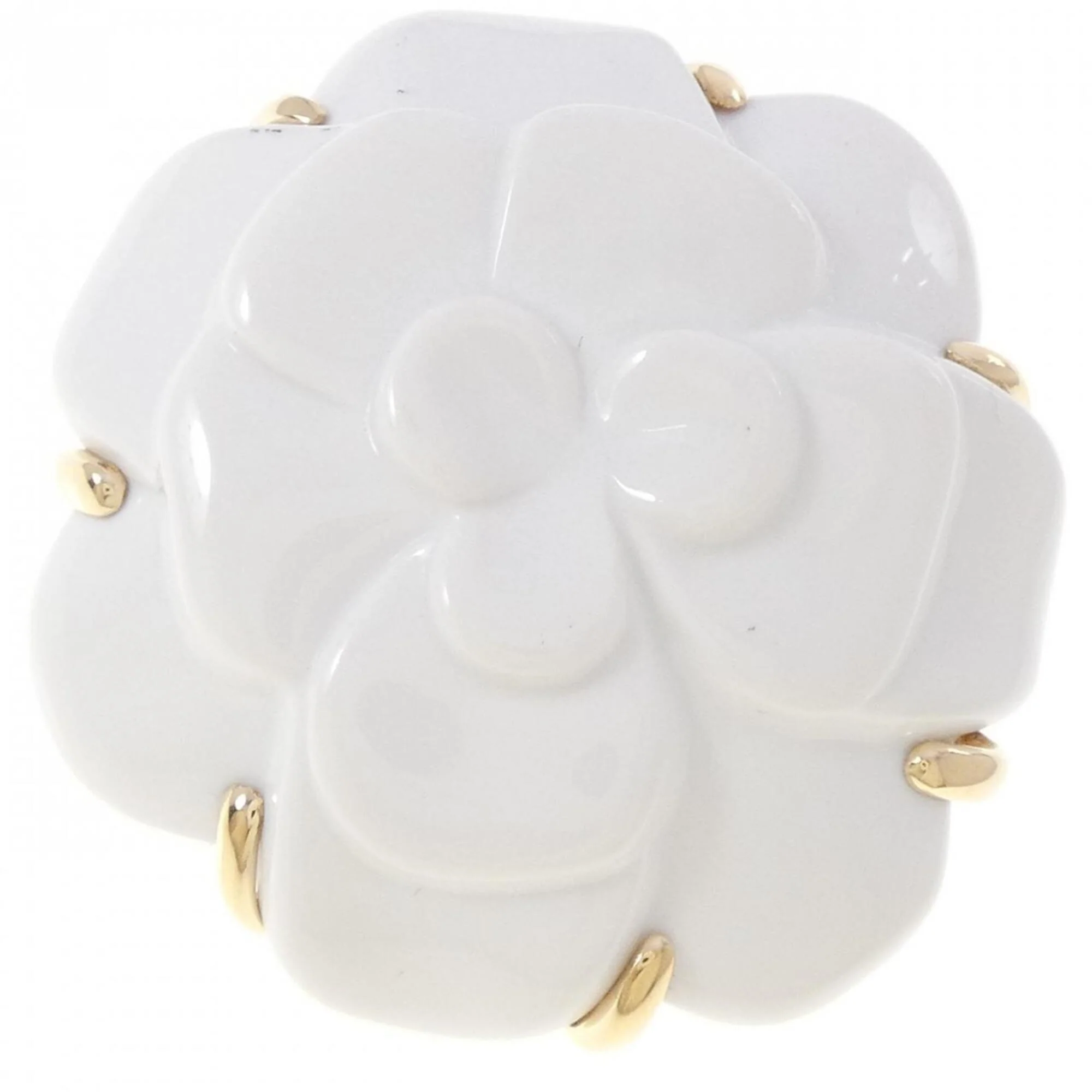 Camellia Brooch 18K Yellow Gold with Chalcedony - Image 2