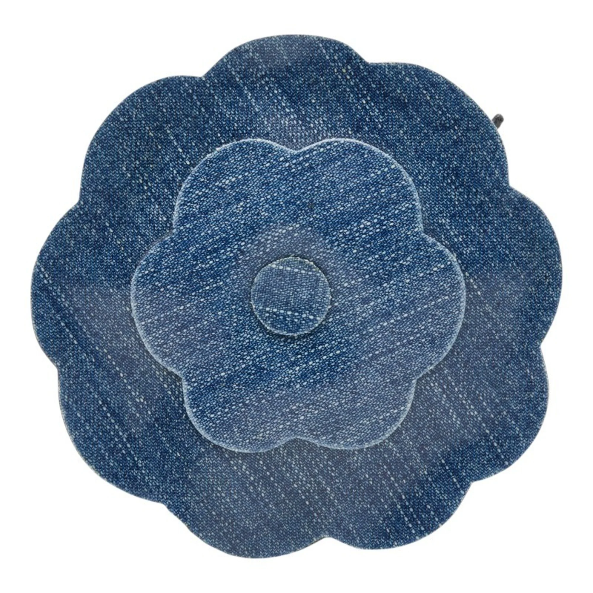 Camellia Denim-Style Brooch Blue