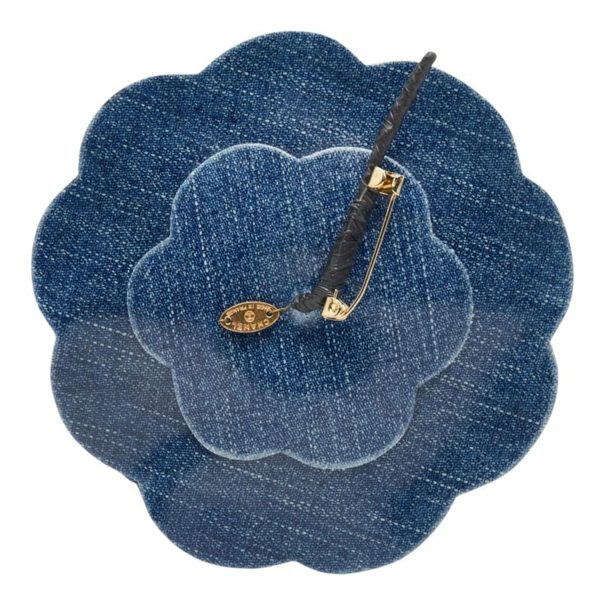 Camellia Denim-Style Brooch Blue - Image 2