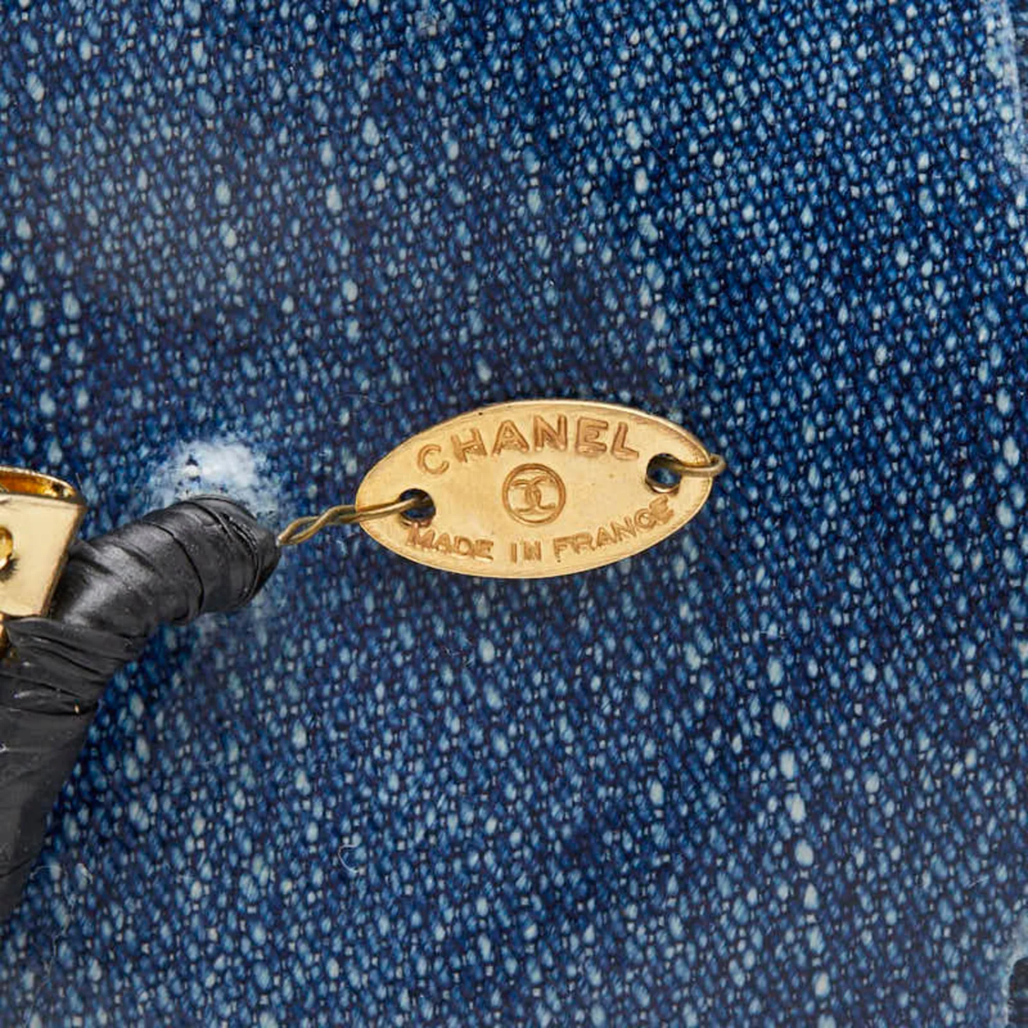 Camellia Denim-Style Brooch Blue - Image 3