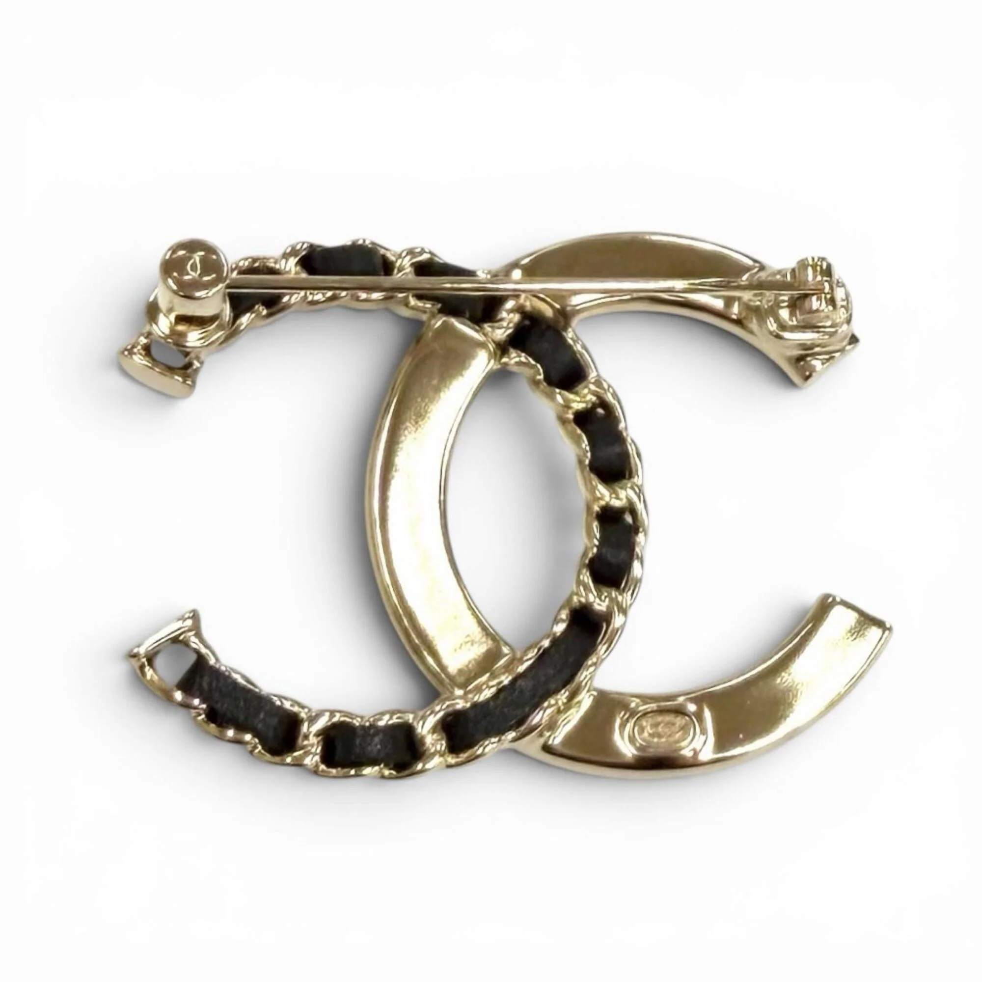 CC Logo Brooch Gold-Tone Metal - Image 3