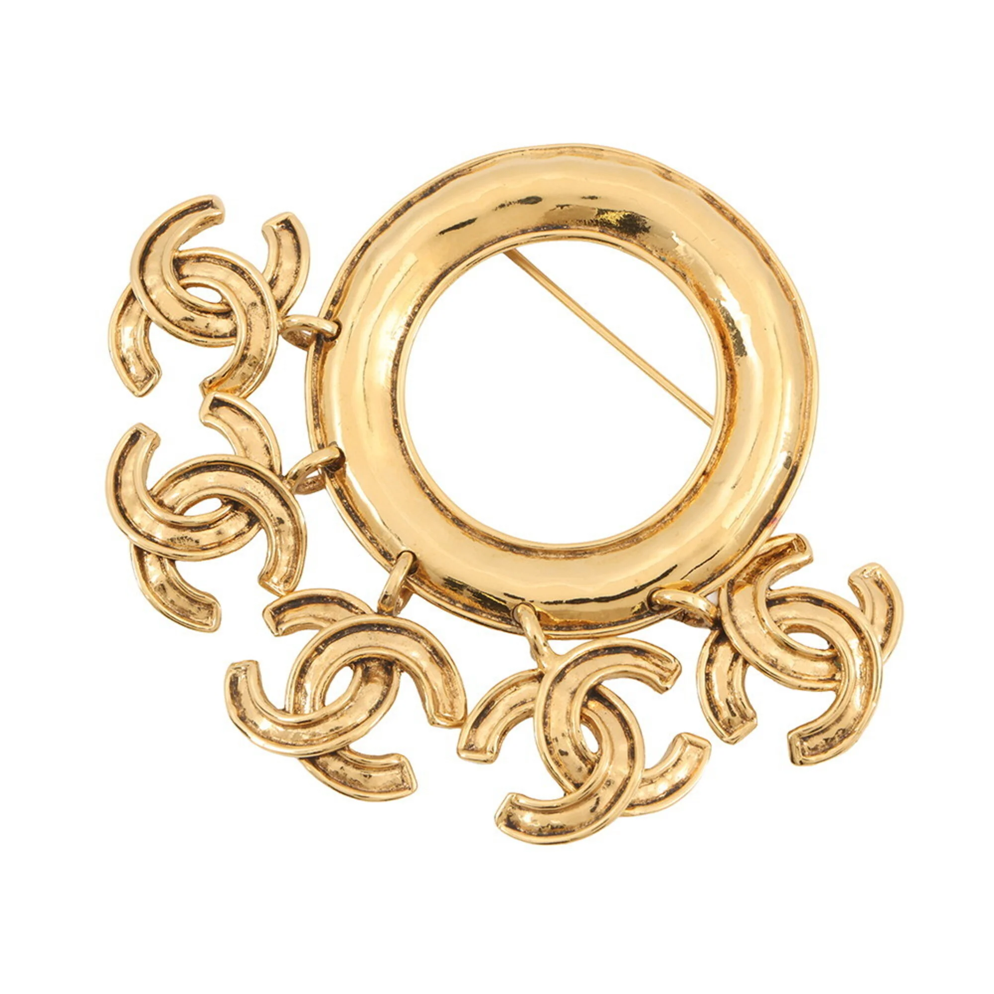 CC Logo Brooch Gold-Tone Metal
