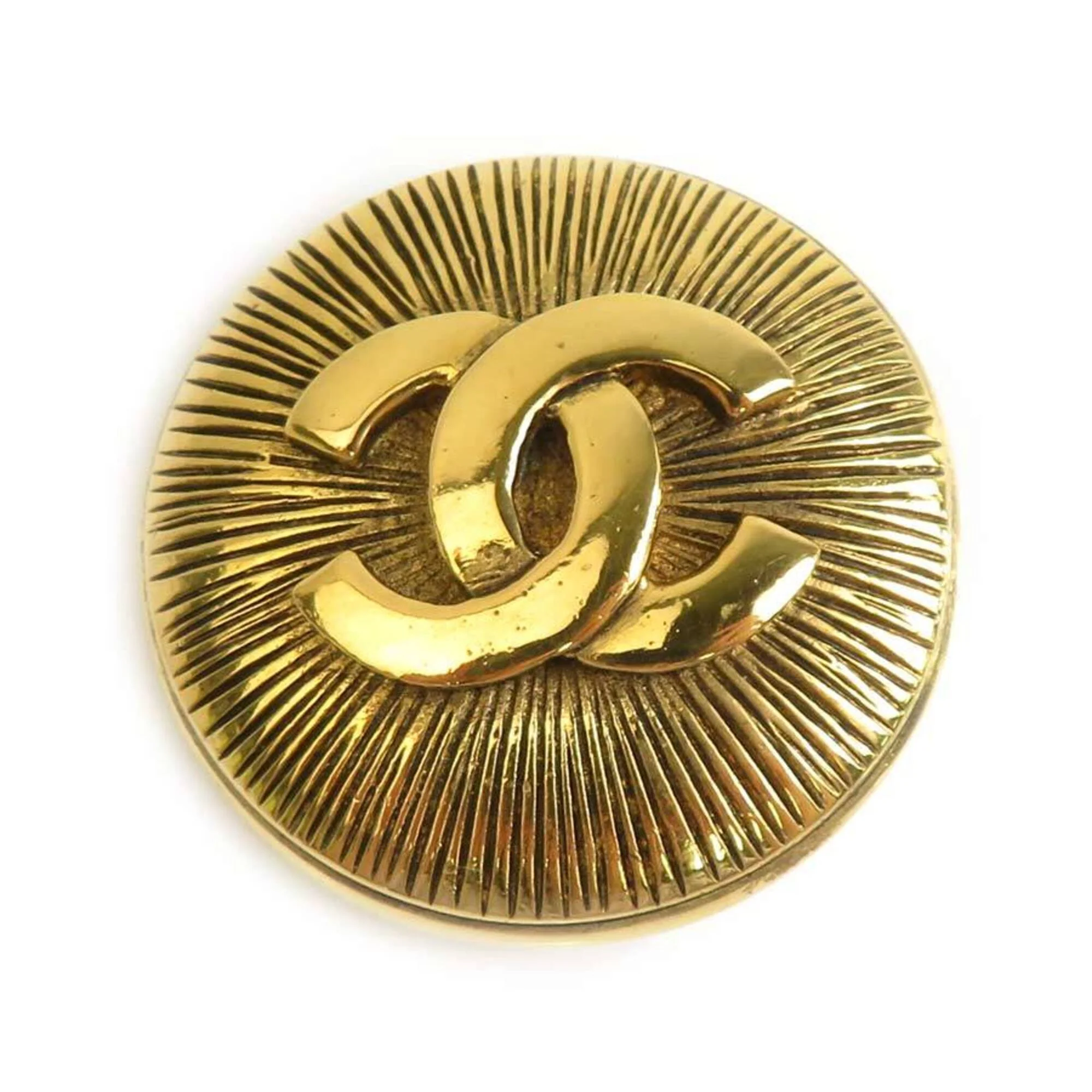 CC Logo Brooch Gold-Tone Metal