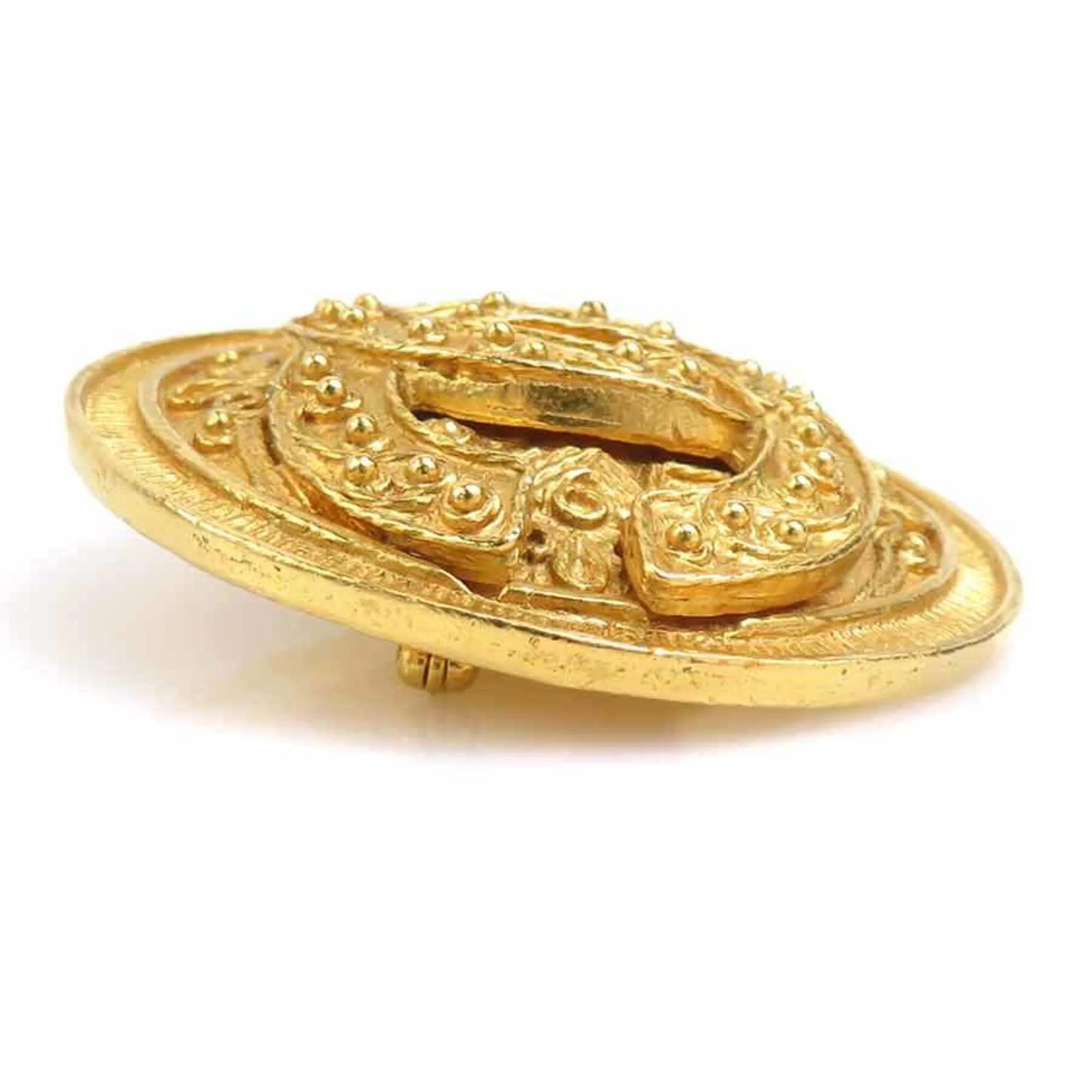 CC Logo Brooch Gold-Tone Metal - Image 3