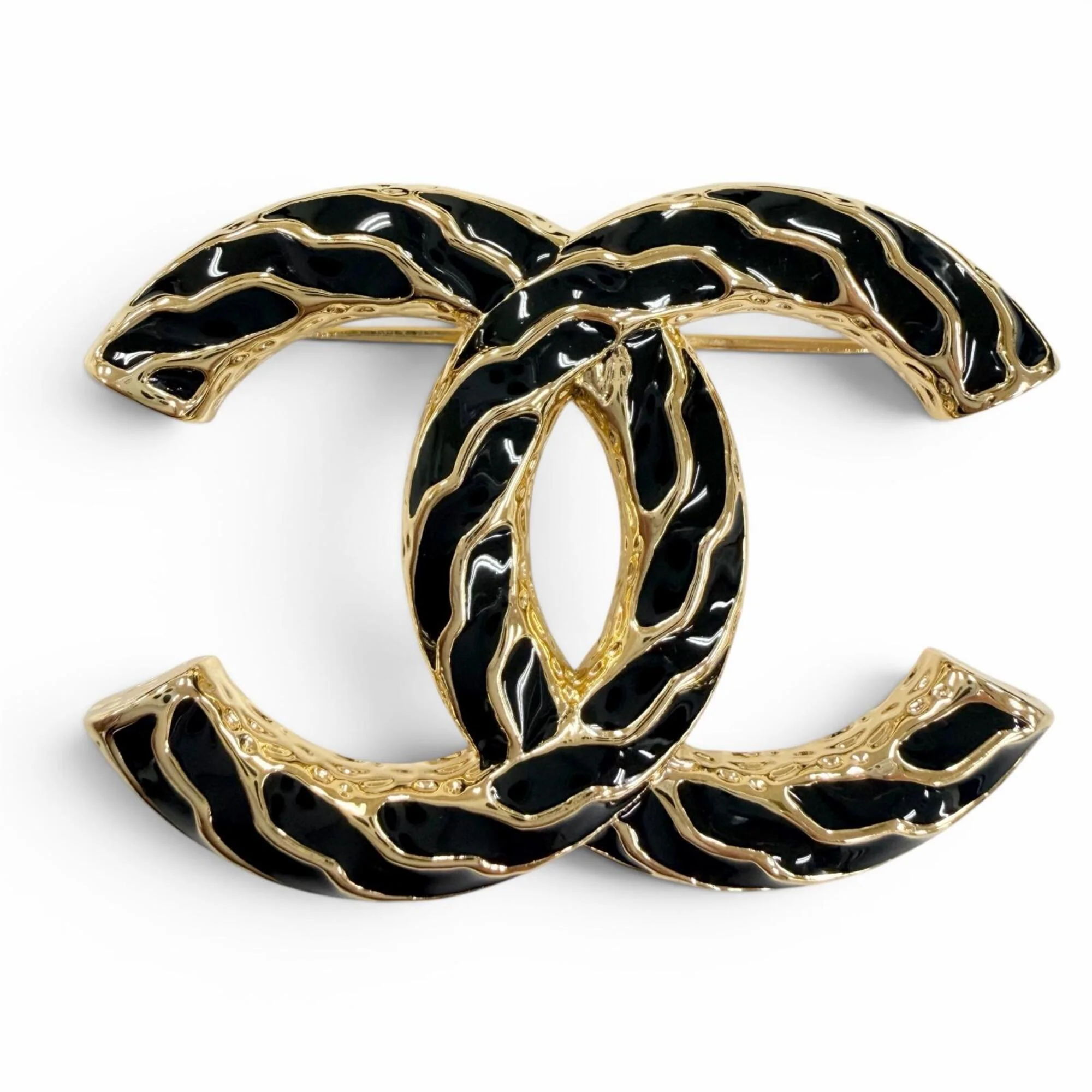 CC Logo Brooch Gold-Tone Metal