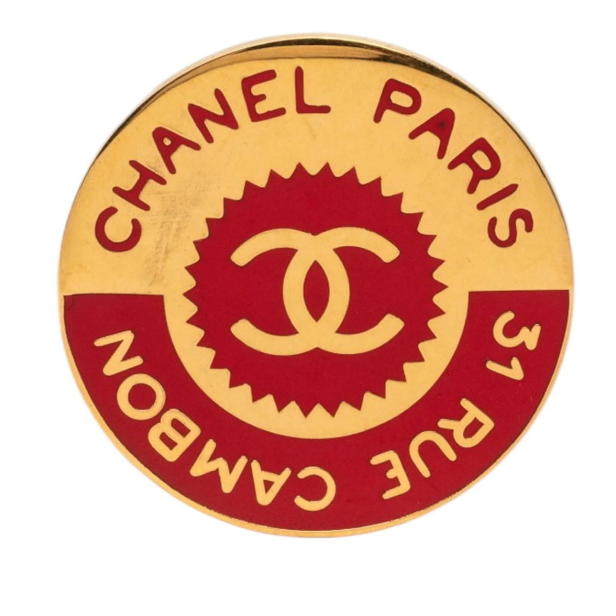 CC Logo Brooch Gold-Tone Metal