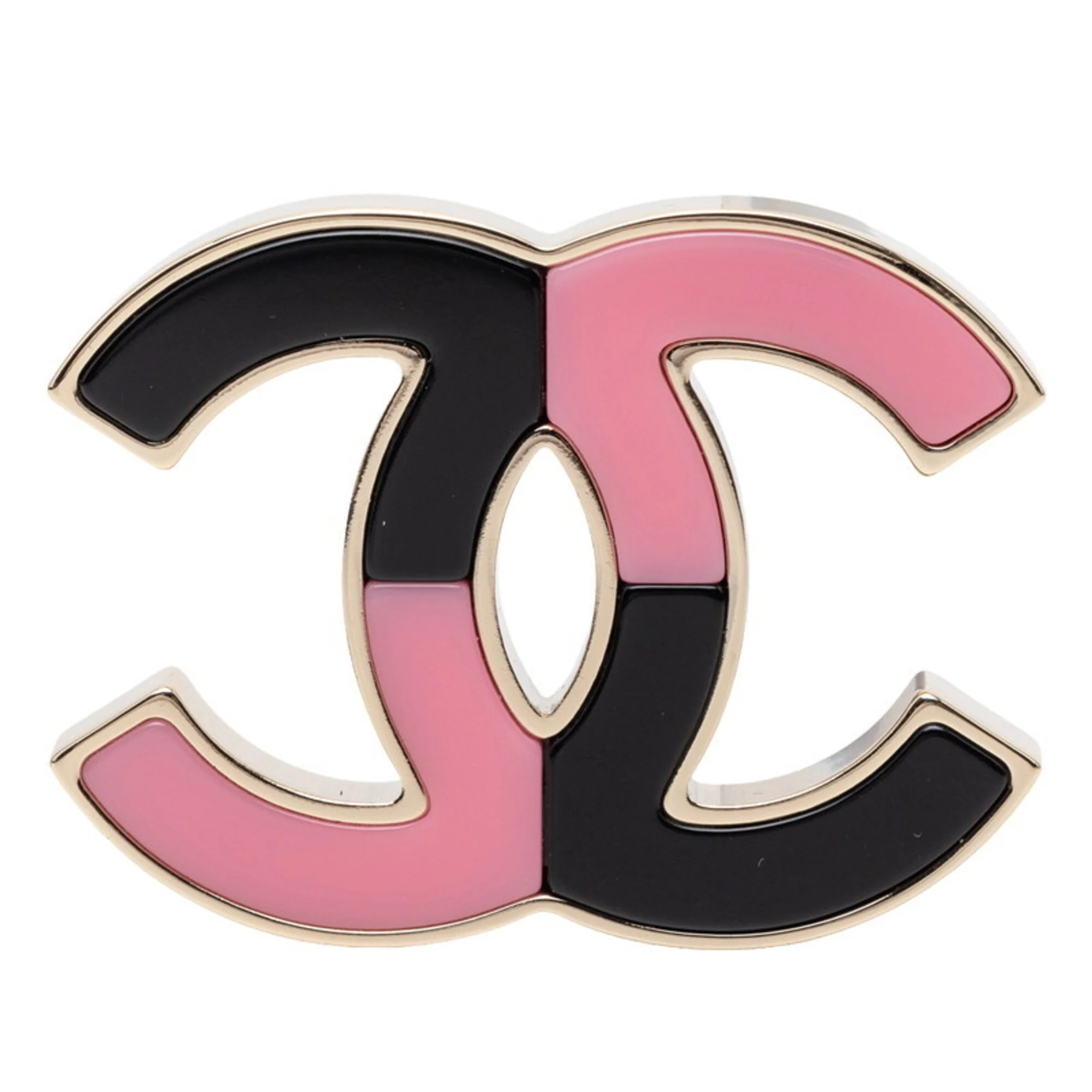 CC Logo Brooch Gold-Tone Metal