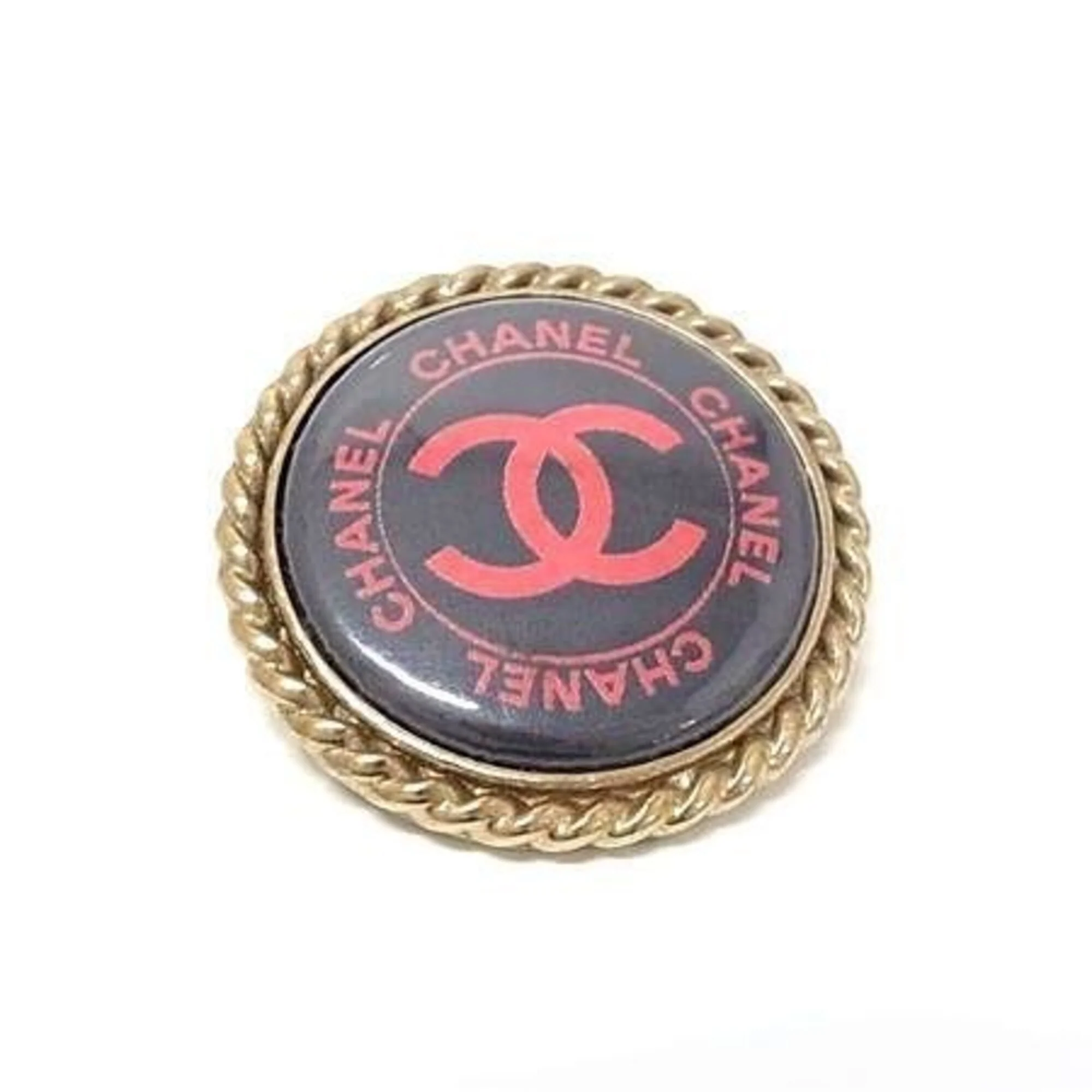 CC Logo Brooch Gold-Tone Metal