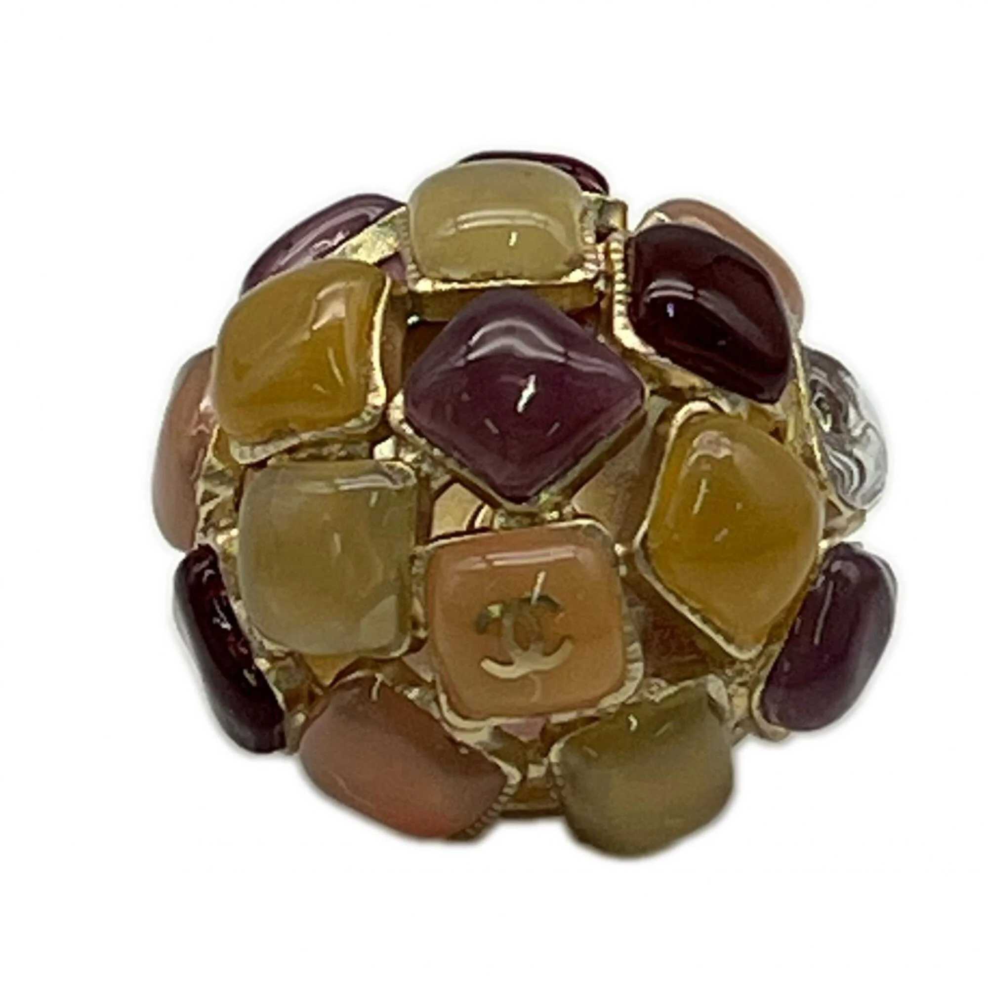 CC Logo Brooch Gold-Tone Metal