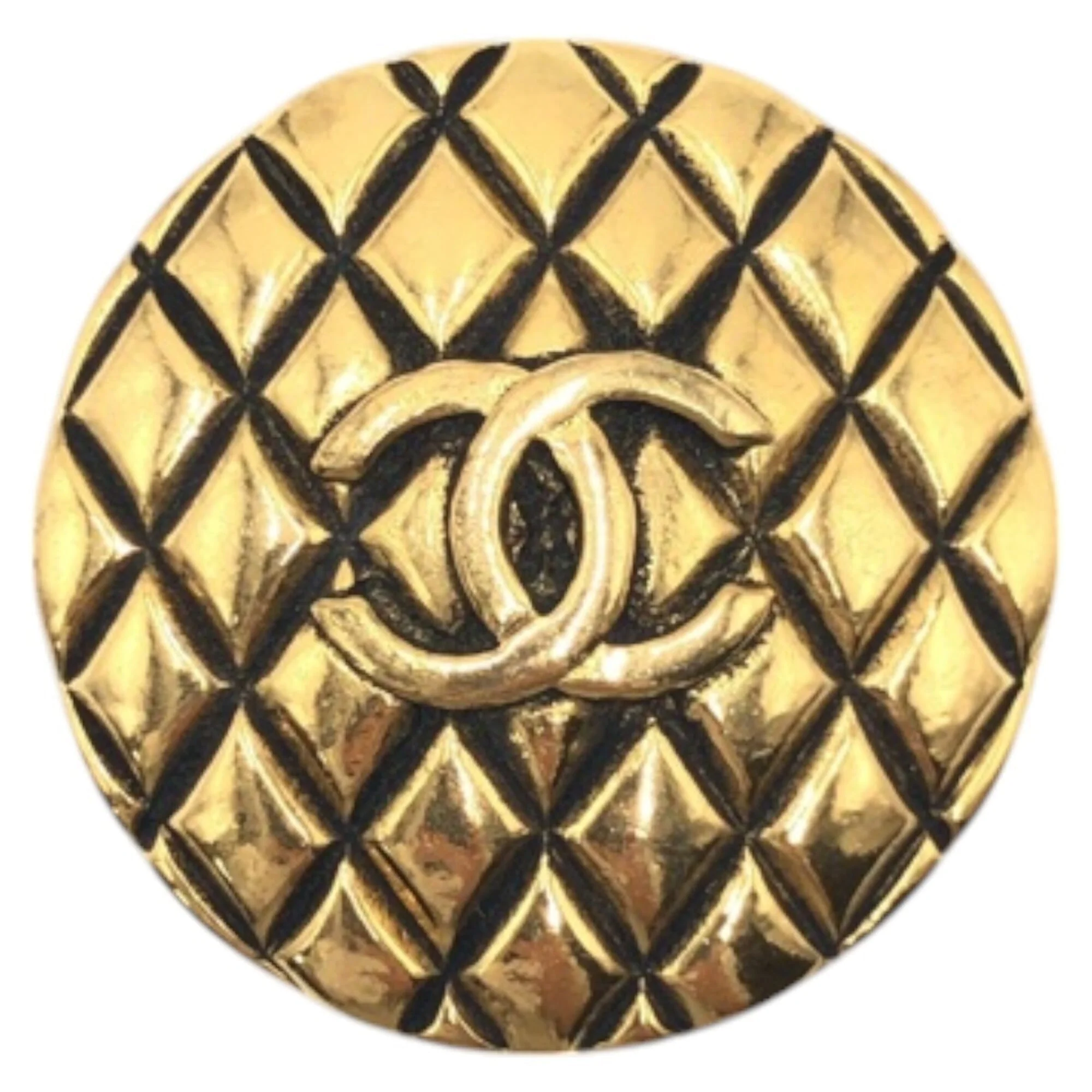 CC Logo Brooch Gold-Tone Metal