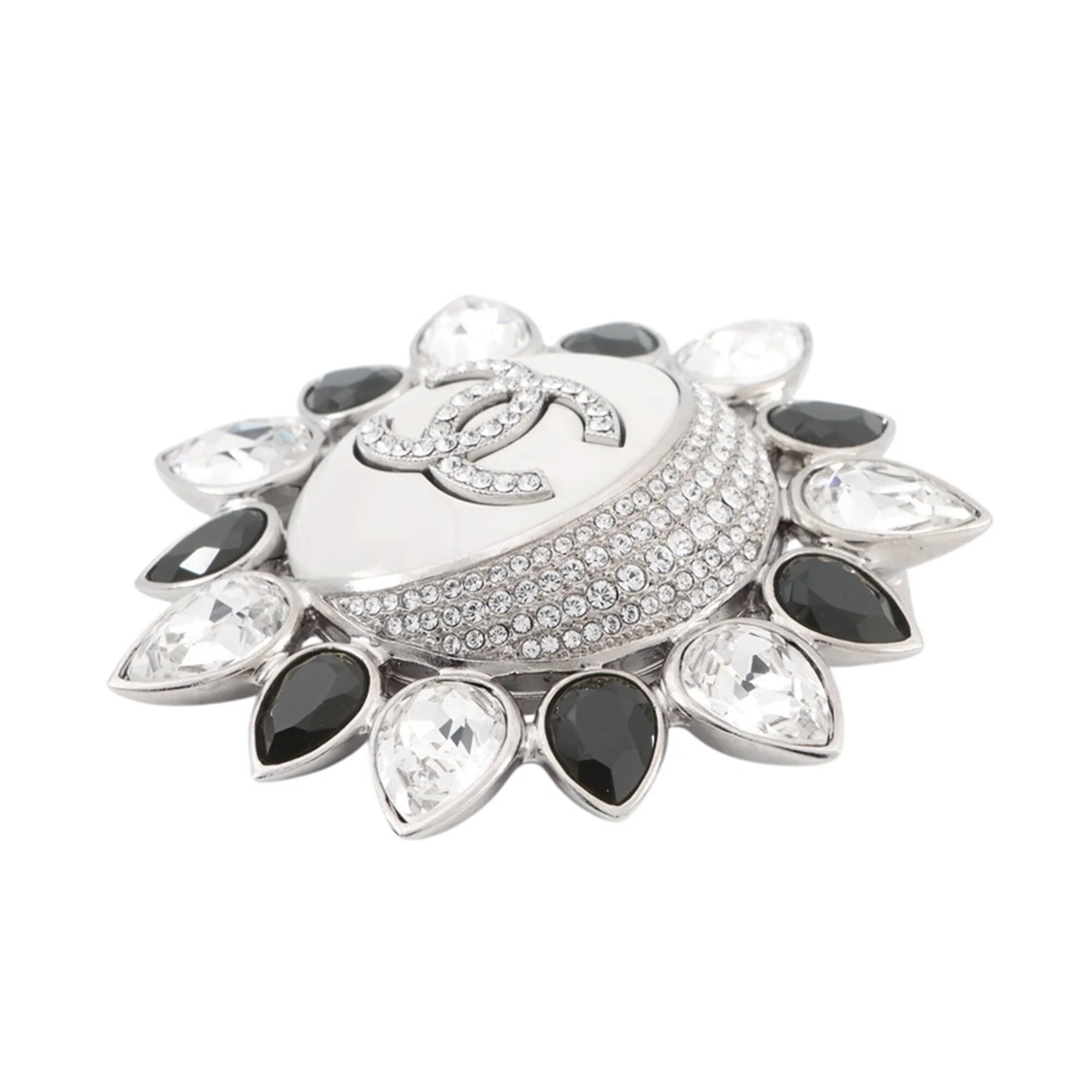 CC Logo Brooch Silver-Tone Metal - Image 2