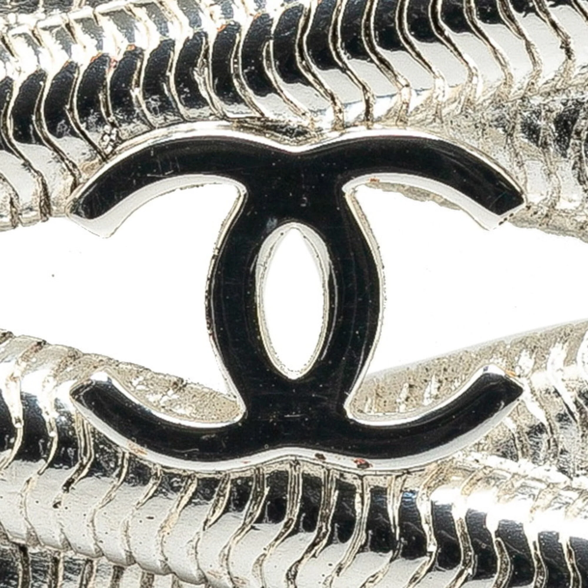 CC Logo Brooch Silver-Tone Metal - Image 5
