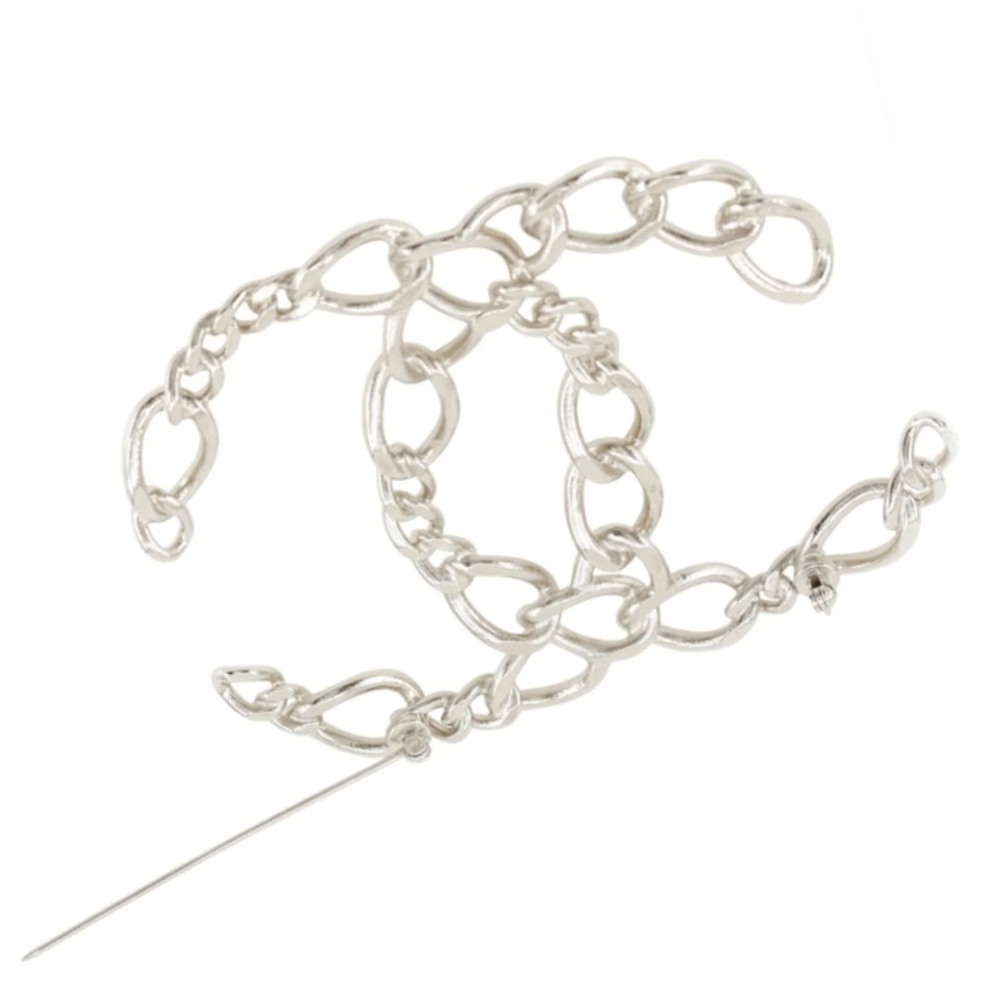 CC Logo Brooch Silver-Tone Metal - Image 3