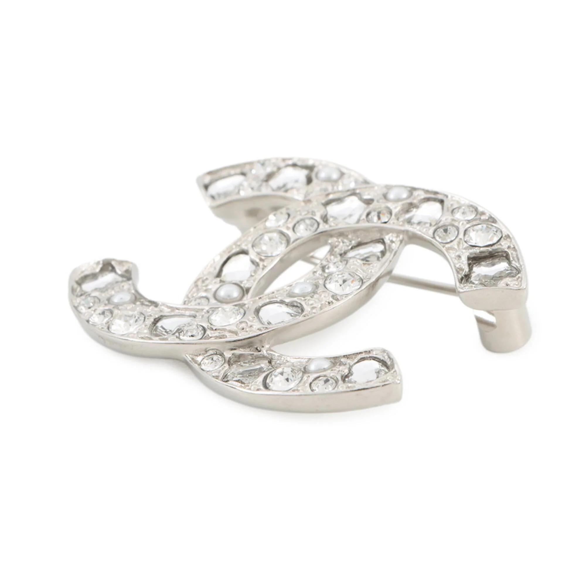 CC Logo Brooch Silver-Tone Metal - Image 2