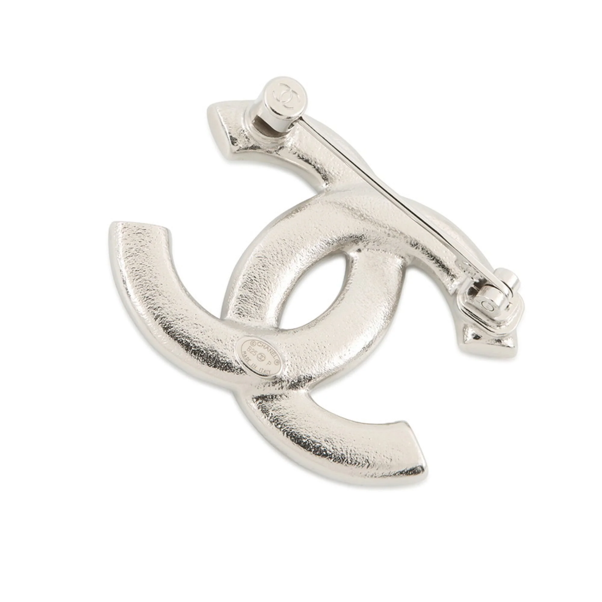 CC Logo Brooch Silver-Tone Metal - Image 3