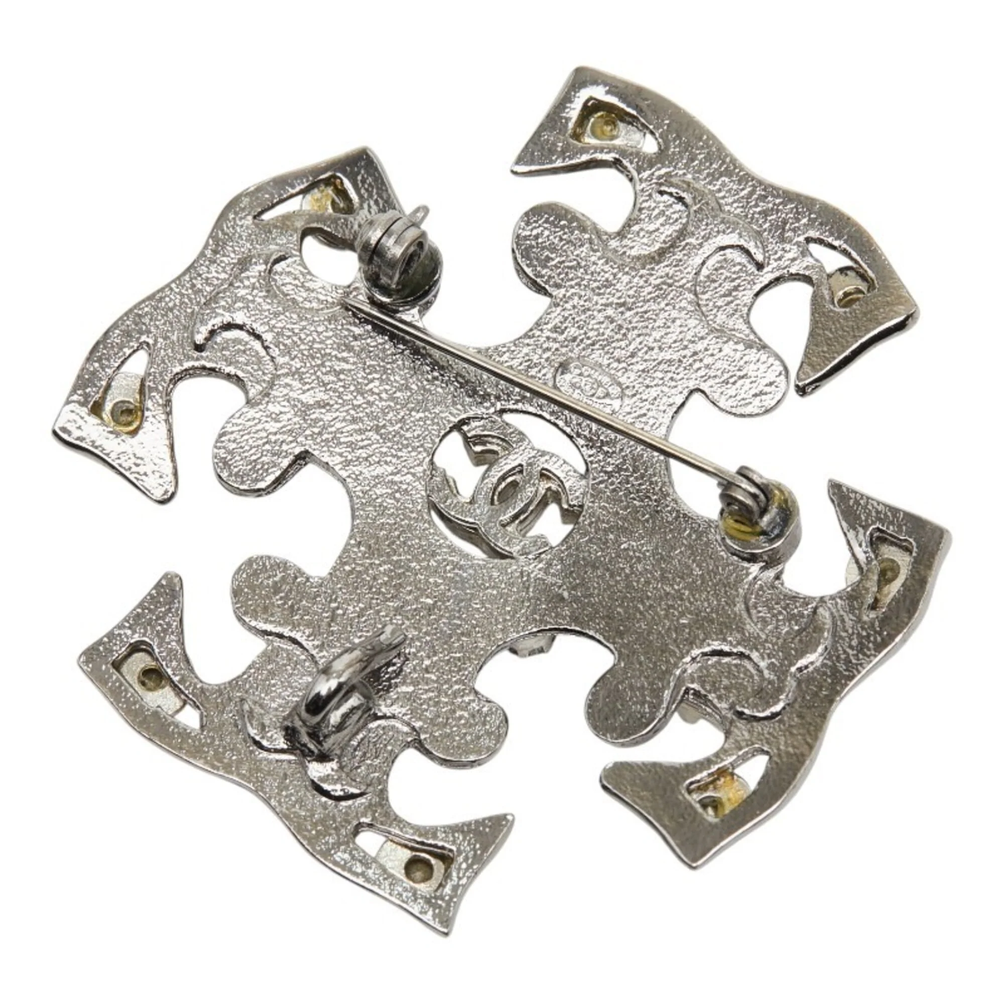 CC Logo Brooch Silver-Tone Metal - Image 2