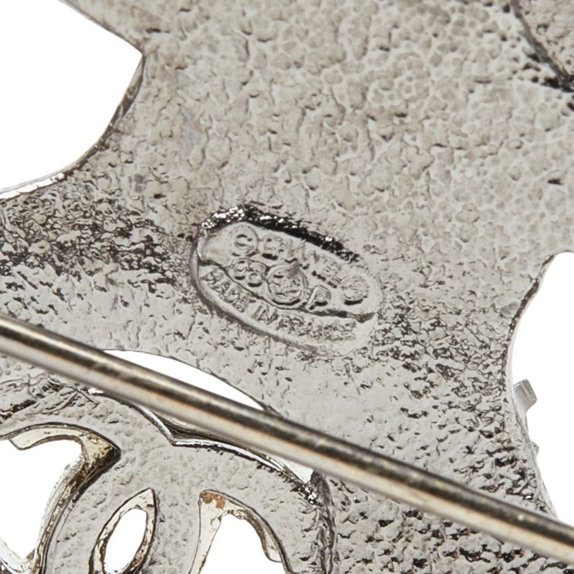 CC Logo Brooch Silver-Tone Metal - Image 3