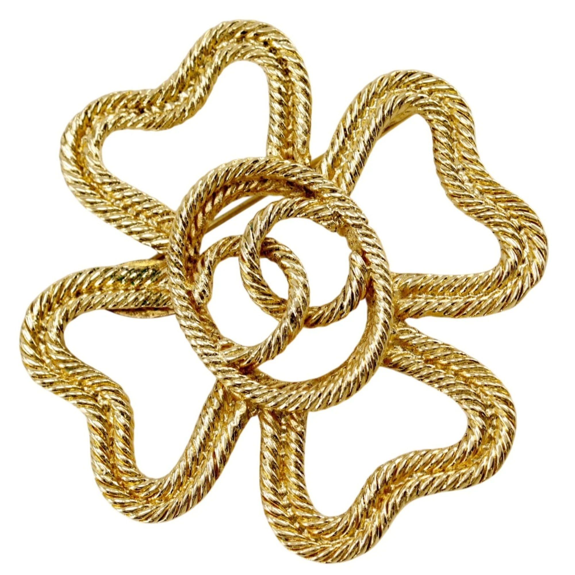 CC Logo Clover Brooch Metal