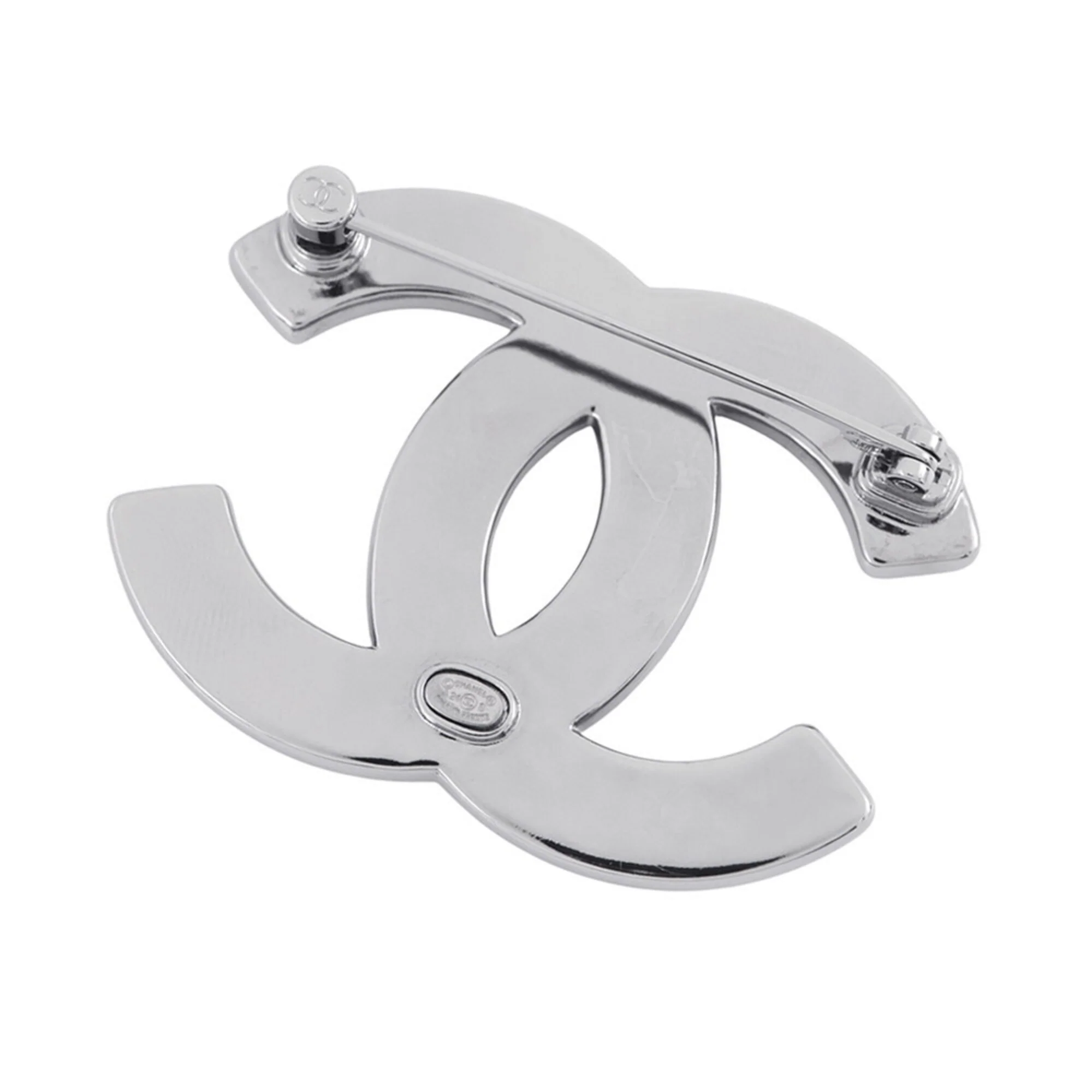 CC Logo Clover Brooch Silver-Tone Metal - Image 3