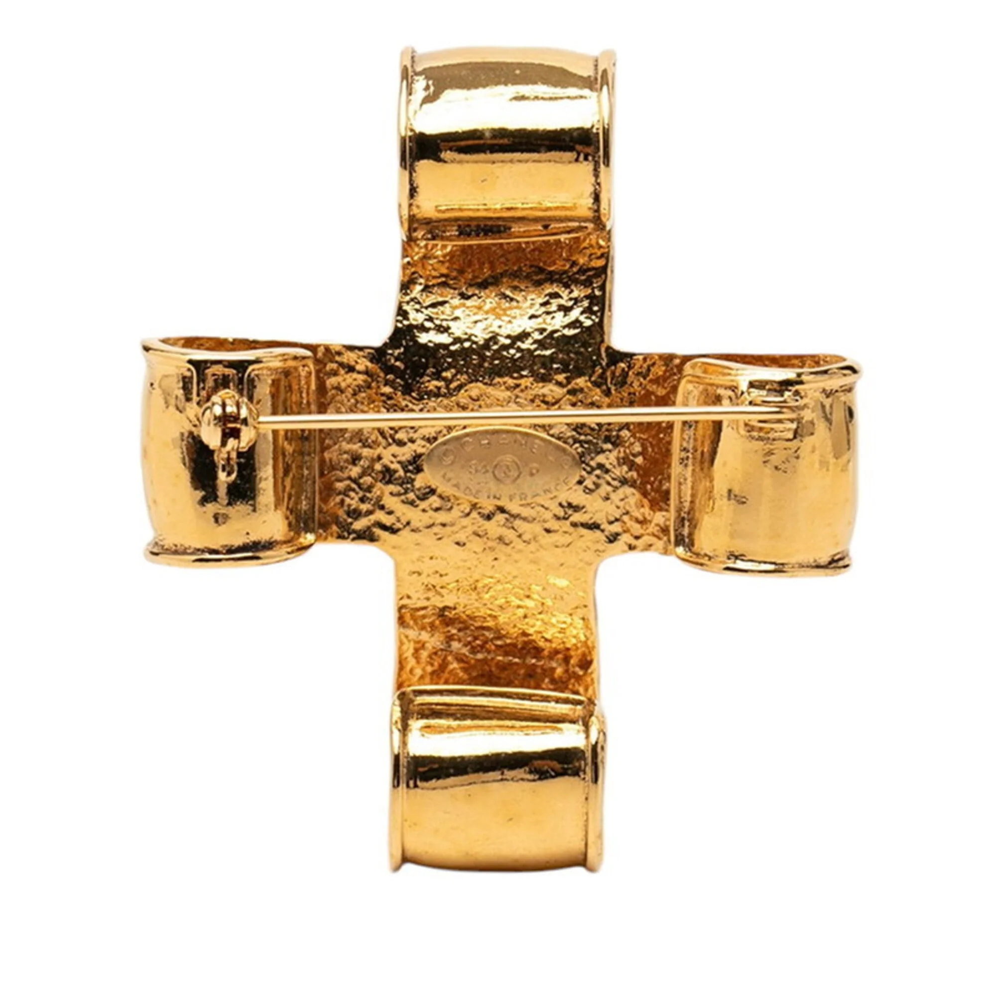 CC Logo Cross Brooch Metal - Image 2
