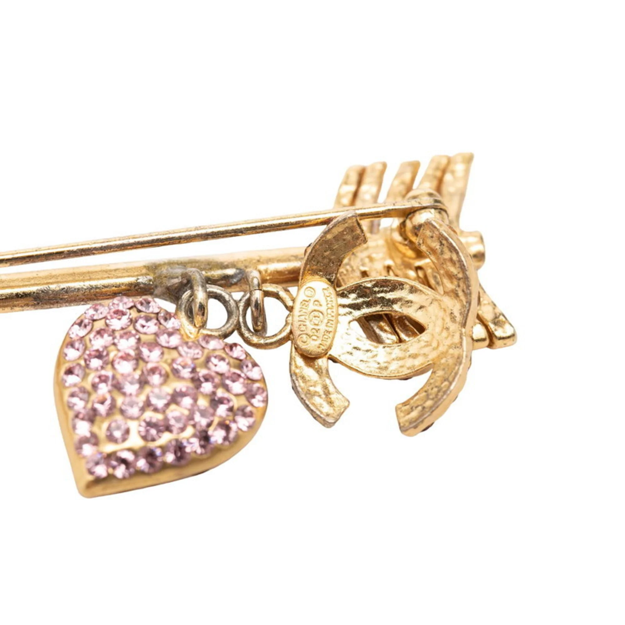 CC Logo Heart Brooch Gold-Tone Metal - Image 3