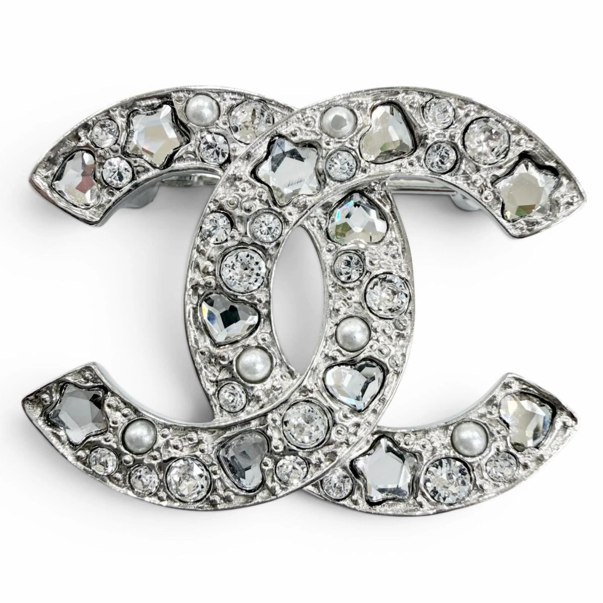 CC Logo Heart Star Brooch Sterling Silver