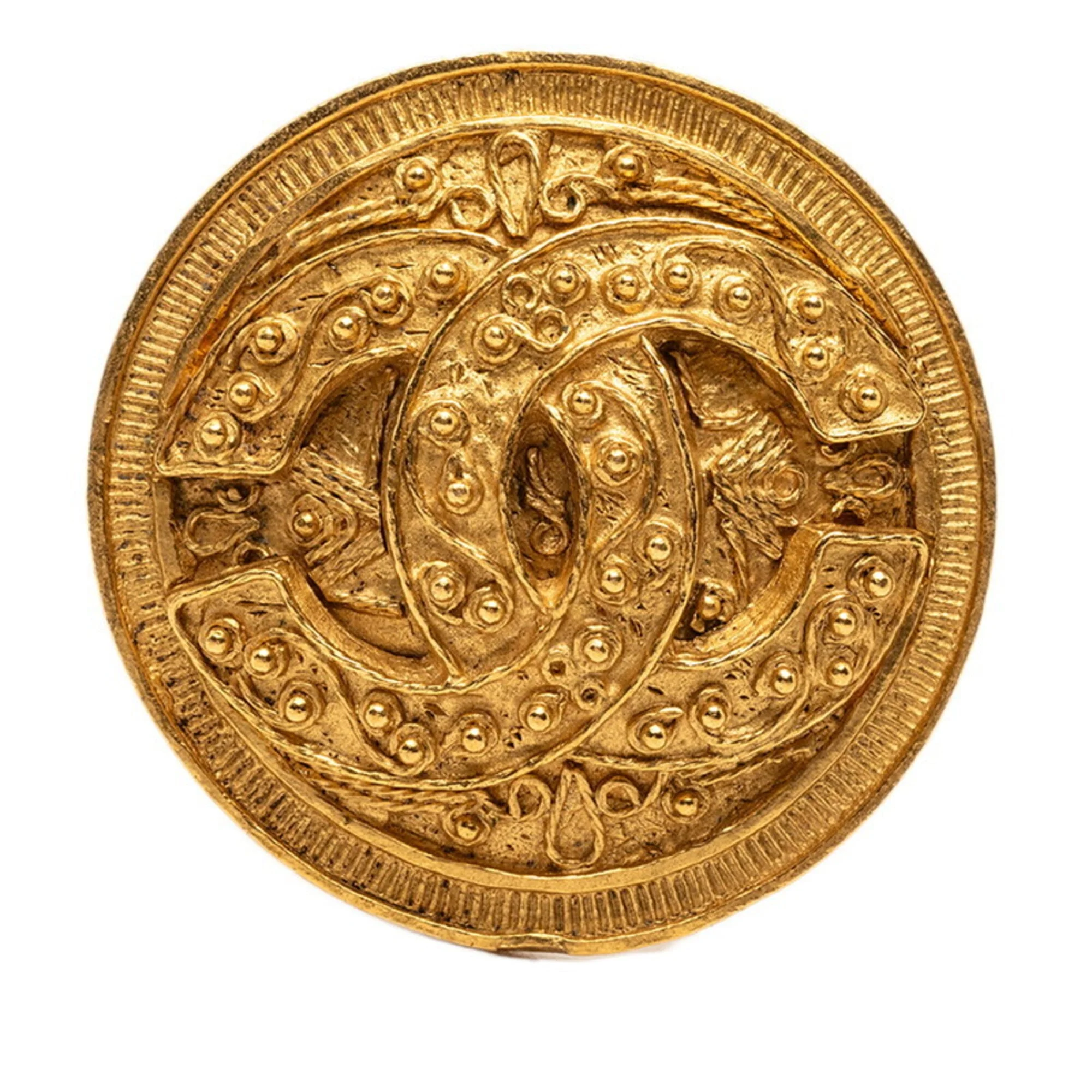 CC Logo Round Brooch Metal