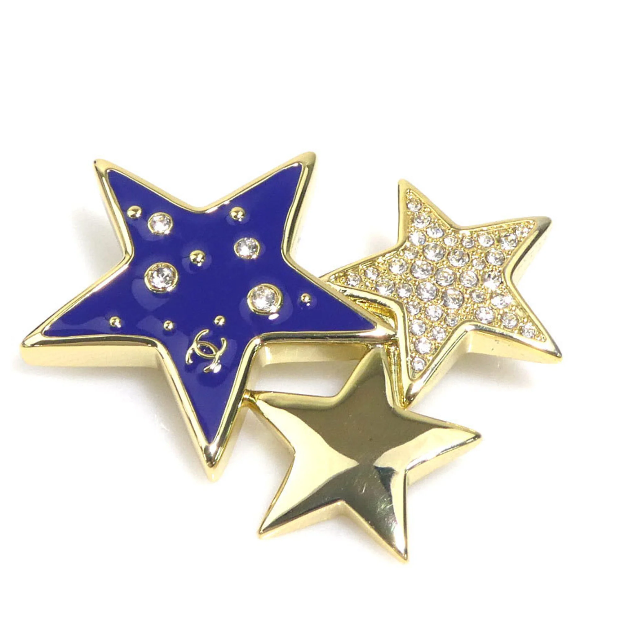 CC Logo Star Brooch Gold-Tone Metal