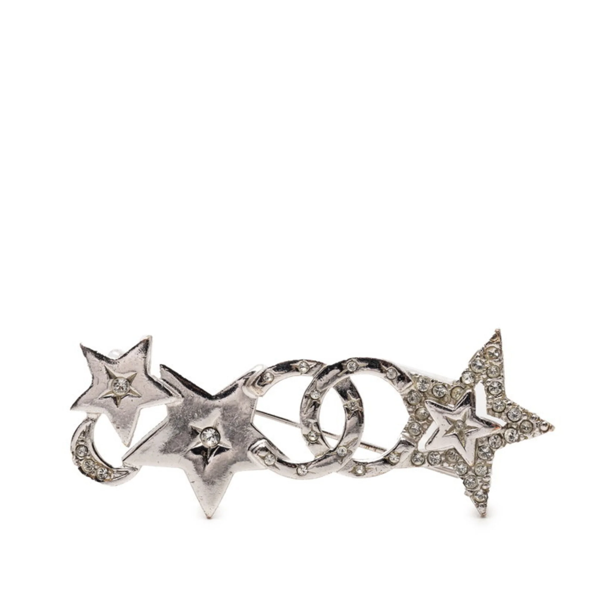 CC Logo Star Brooch Silver-Tone Metal