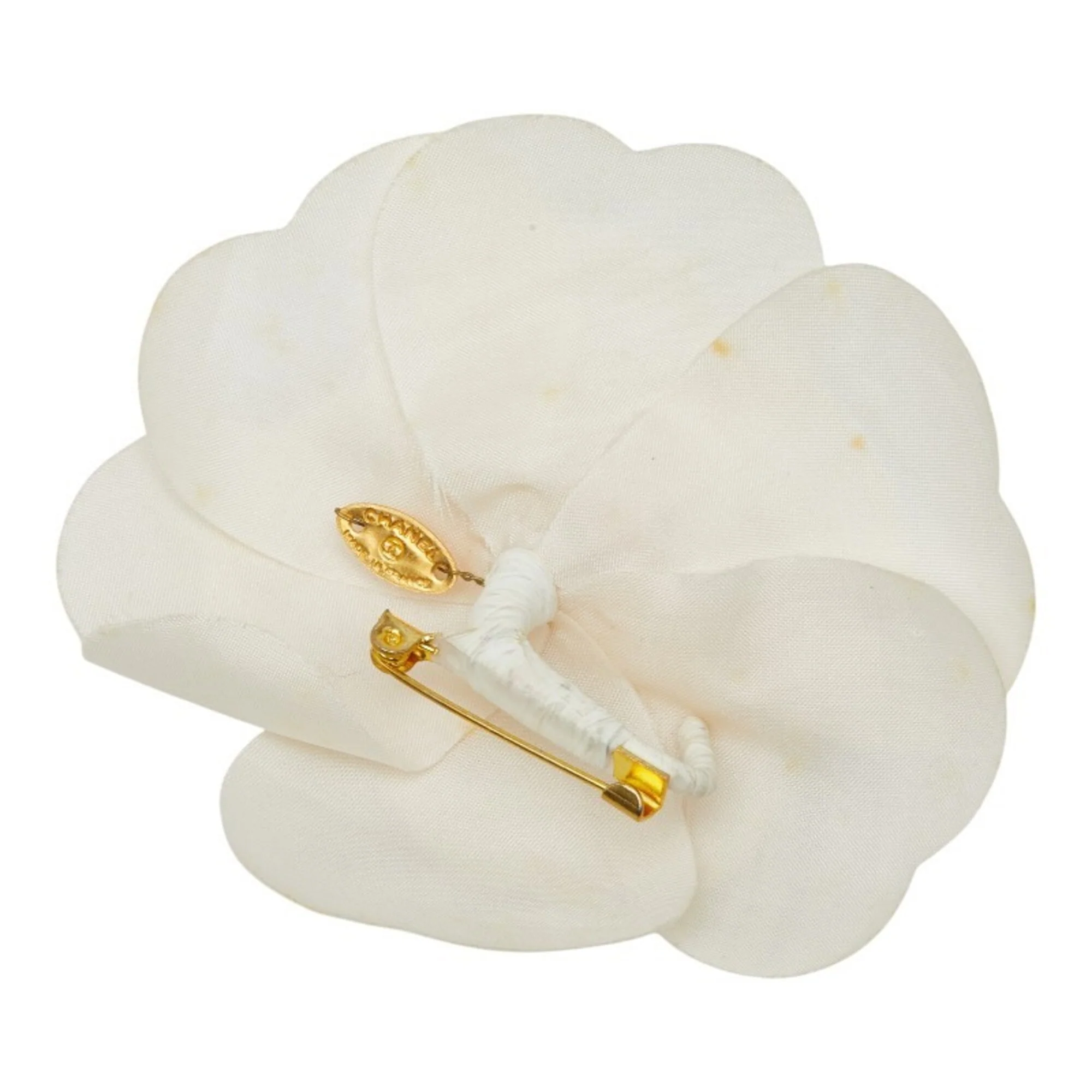 Vintage Camellia Brooch Ivory Fabric - Image 2