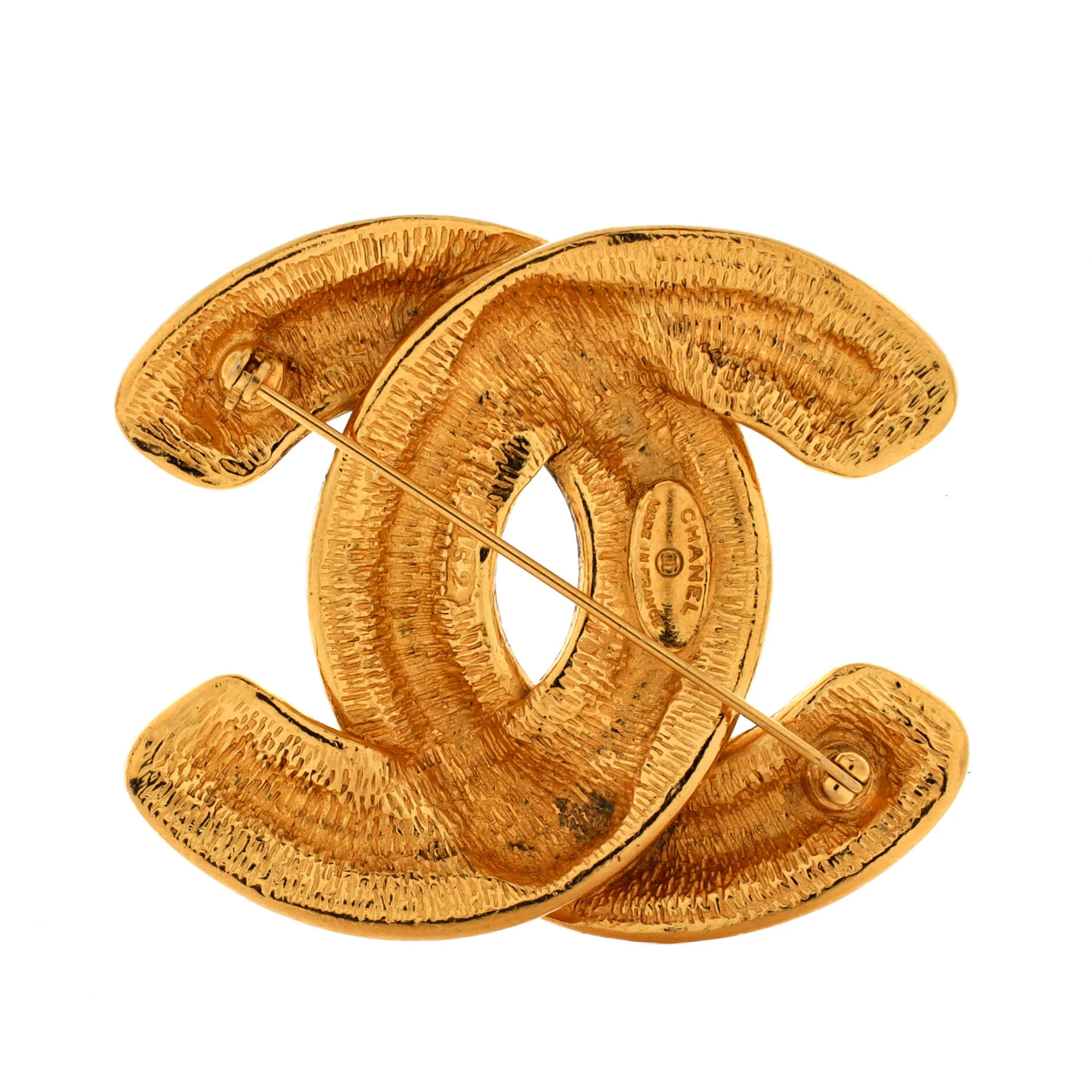 Vintage Quilted CC Brooch Metal - Image 2