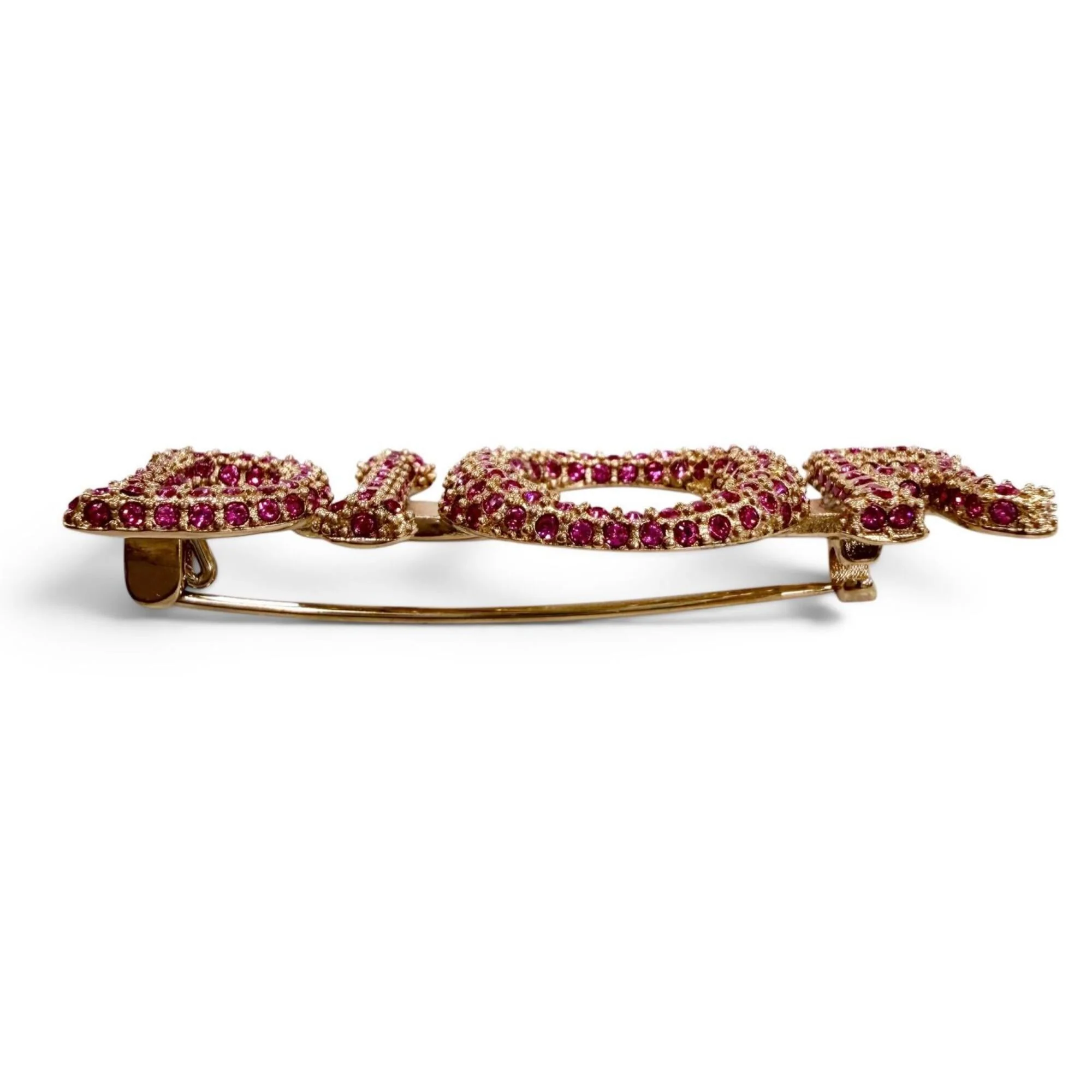 Brooch Gold and Pink With Rhinestone - Image 5
