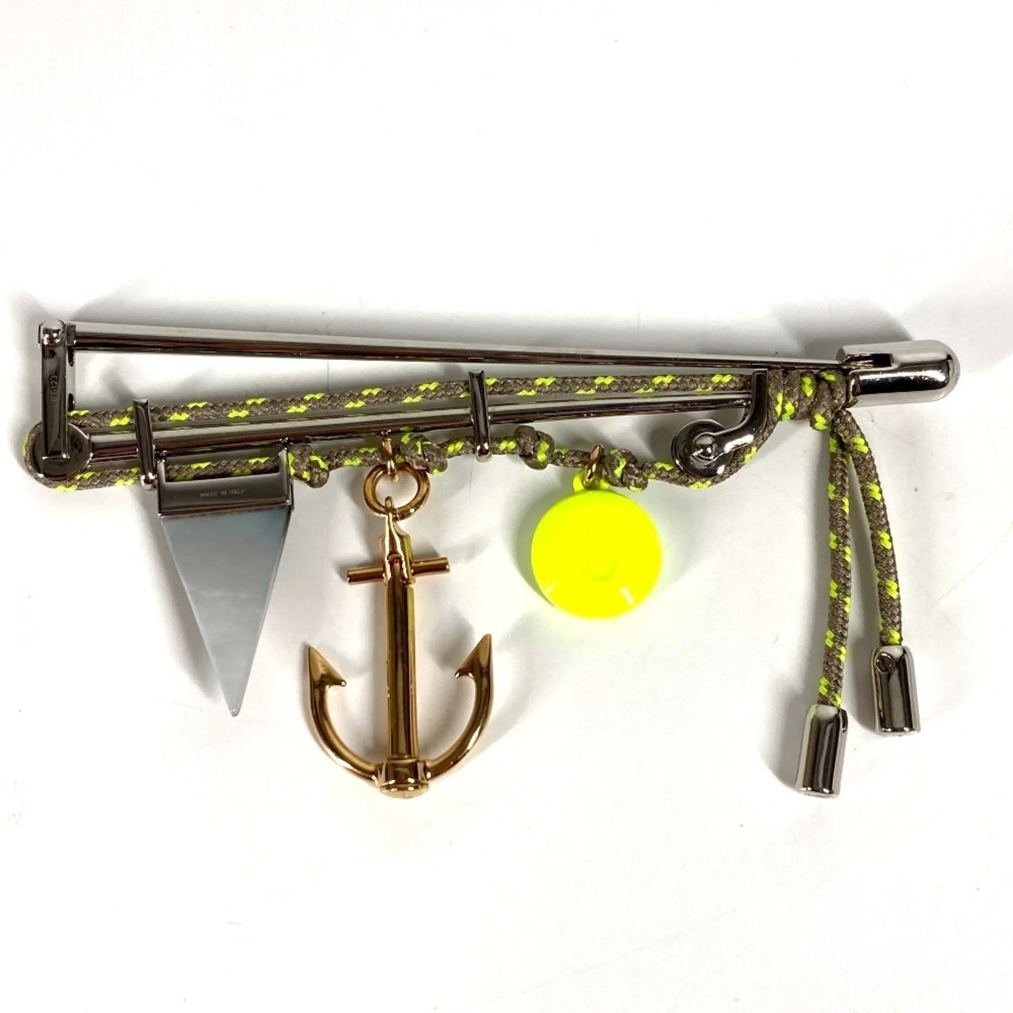 Pin Brooch Silver and Yellow Metal - Image 5