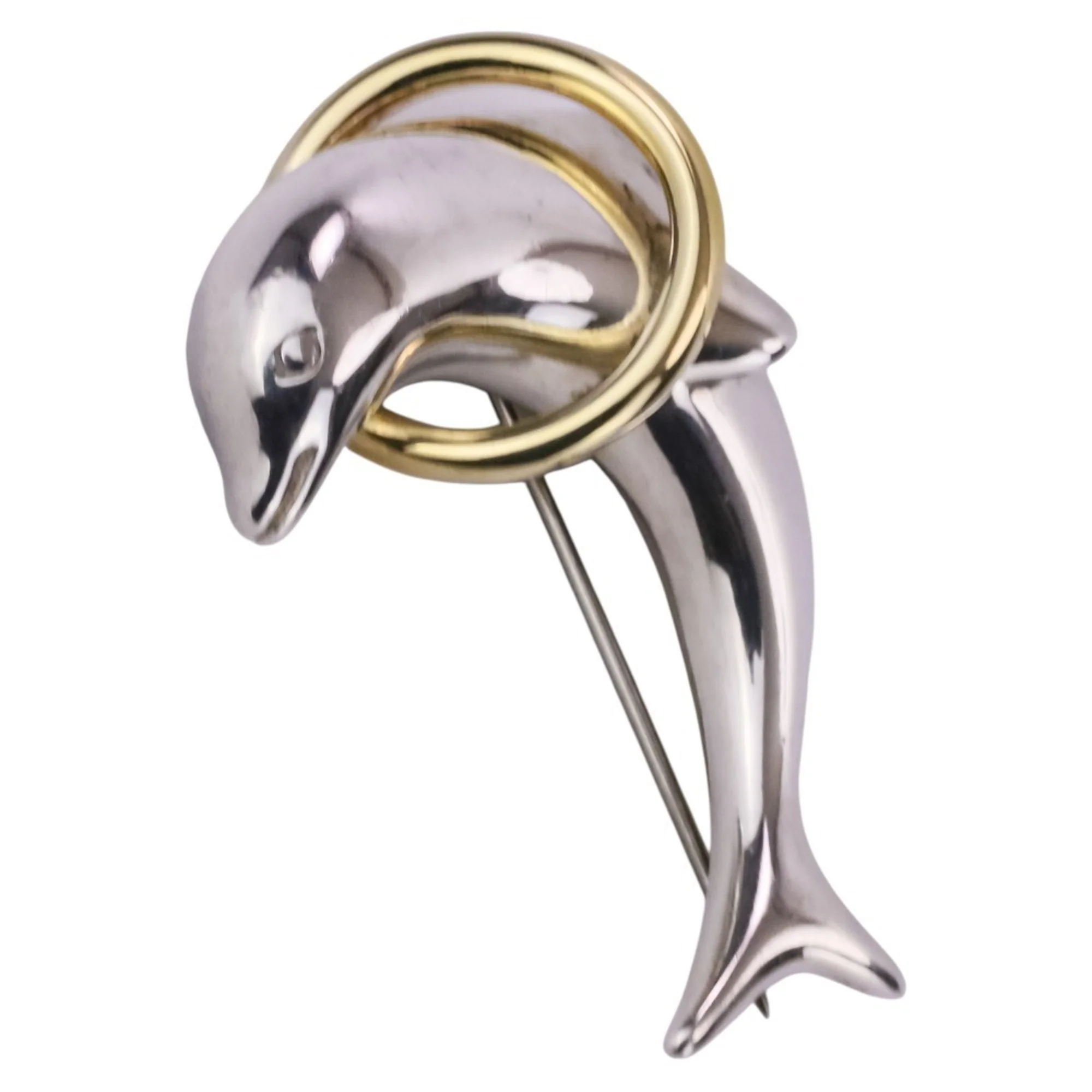 Brooch 18K Yellow Gold and Sterling Silver - Image 2