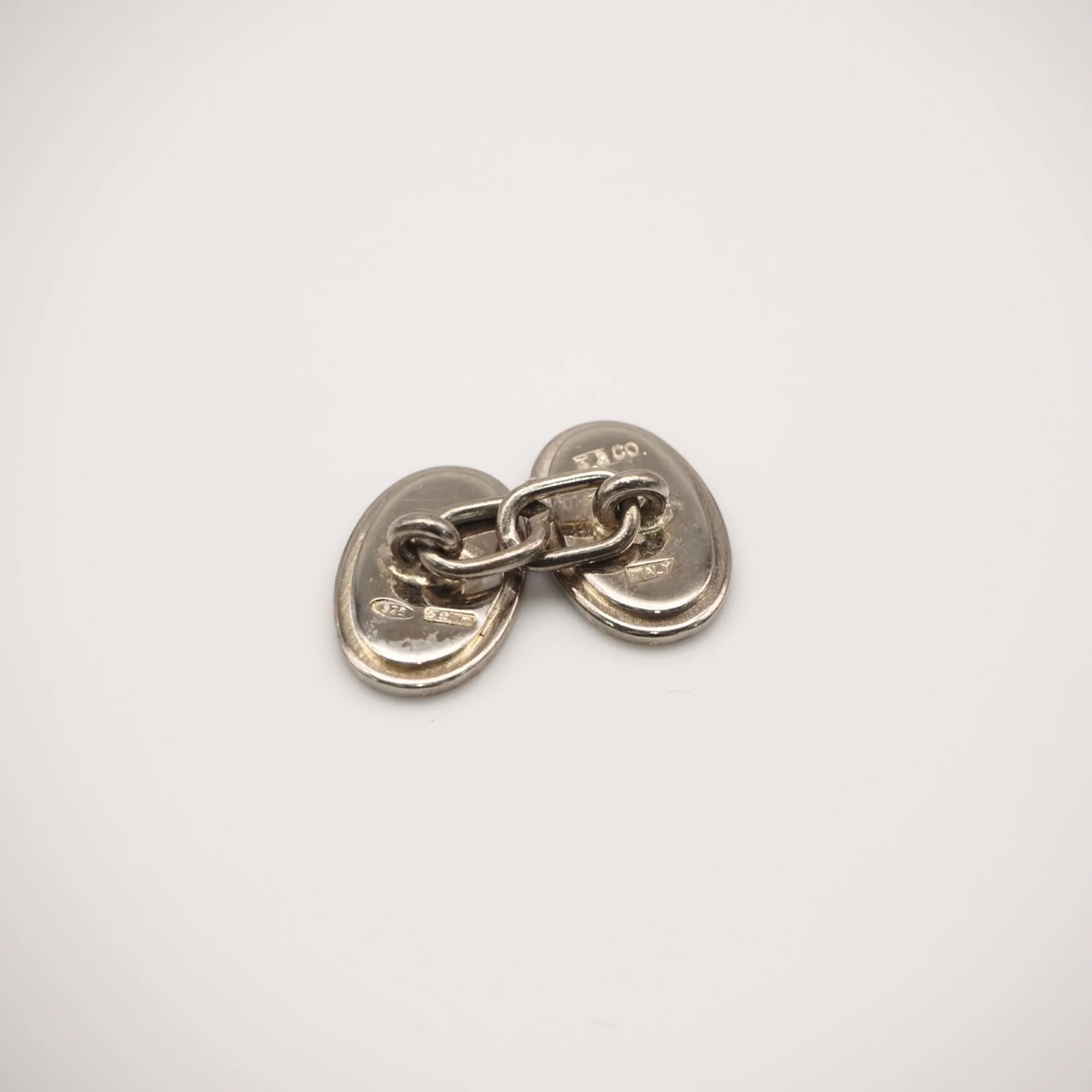 Double Oval Chain Cufflinks Sterling Silver Bracelet - Image 2