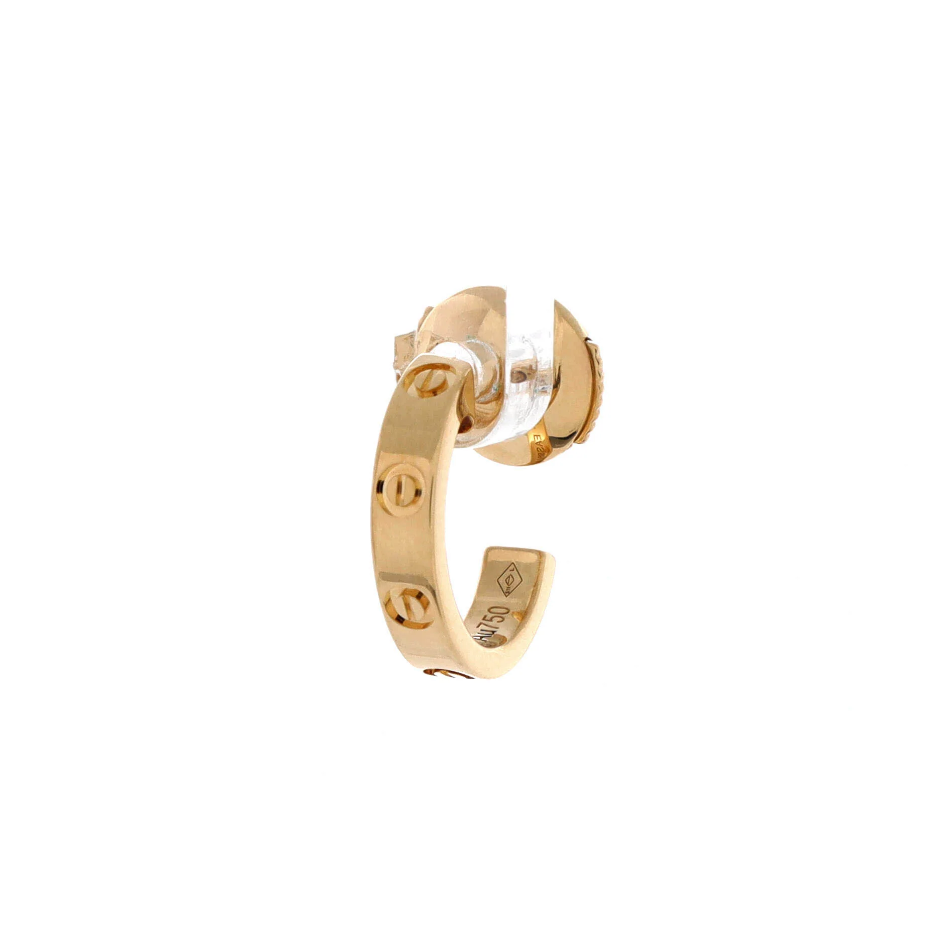 Love Hoop Earrings 18K Yellow Gold Small - Image 3