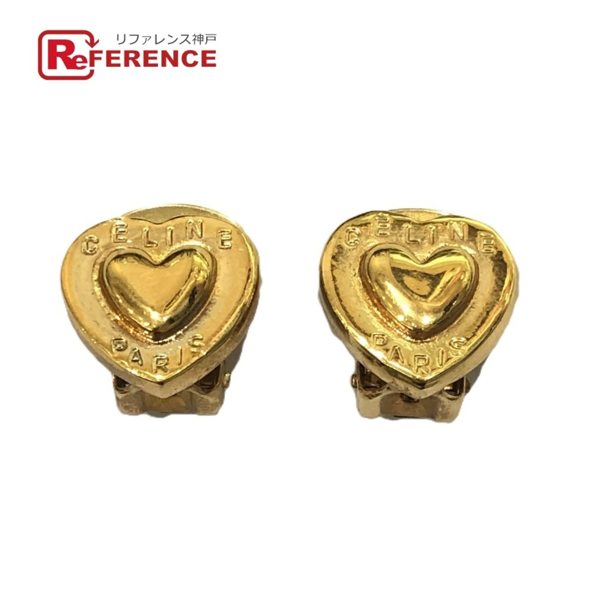 Vintage Clip-On Earrings Logo Clip-On Gold-Tone Metal