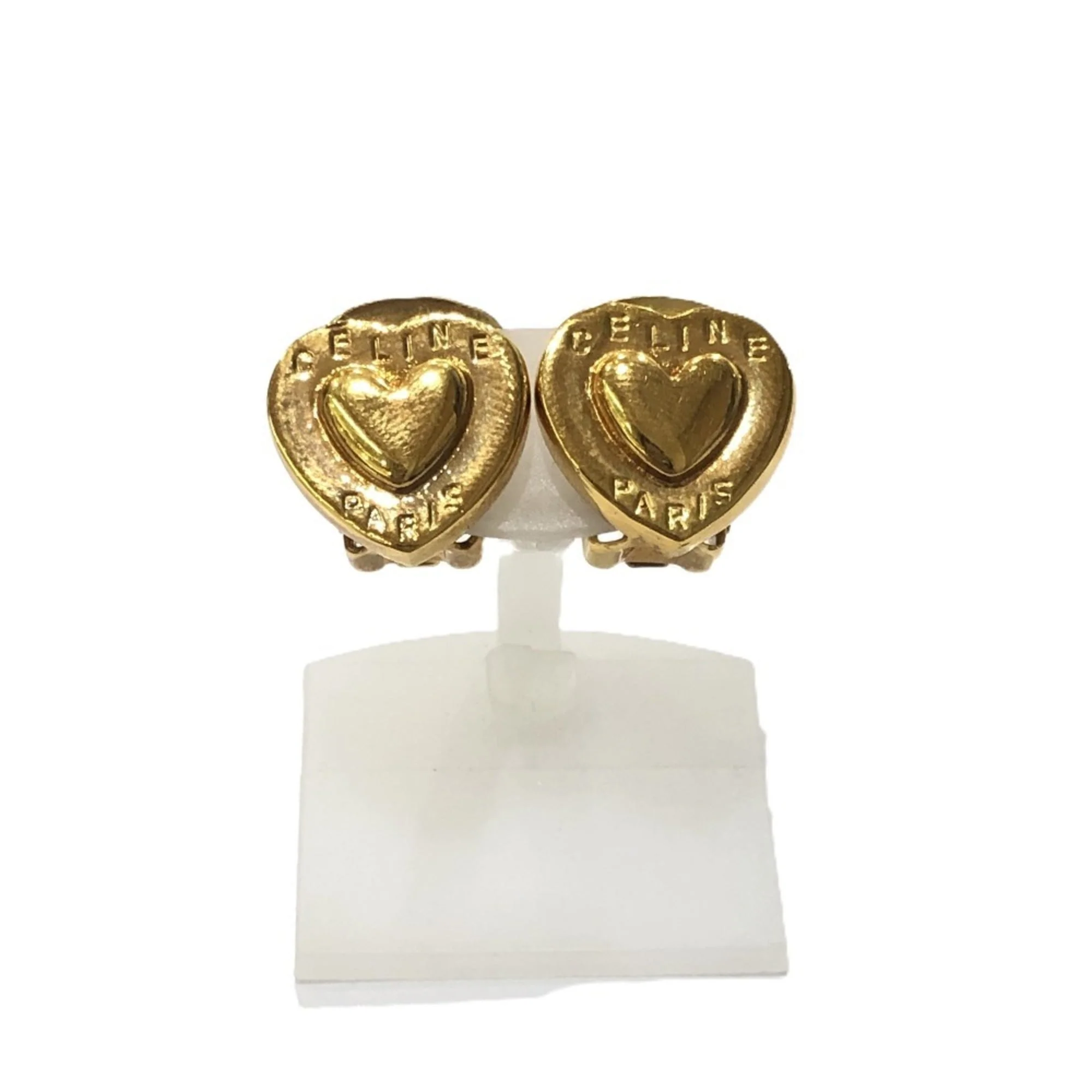 Vintage Clip-On Earrings Logo Clip-On Gold-Tone Metal - Image 3