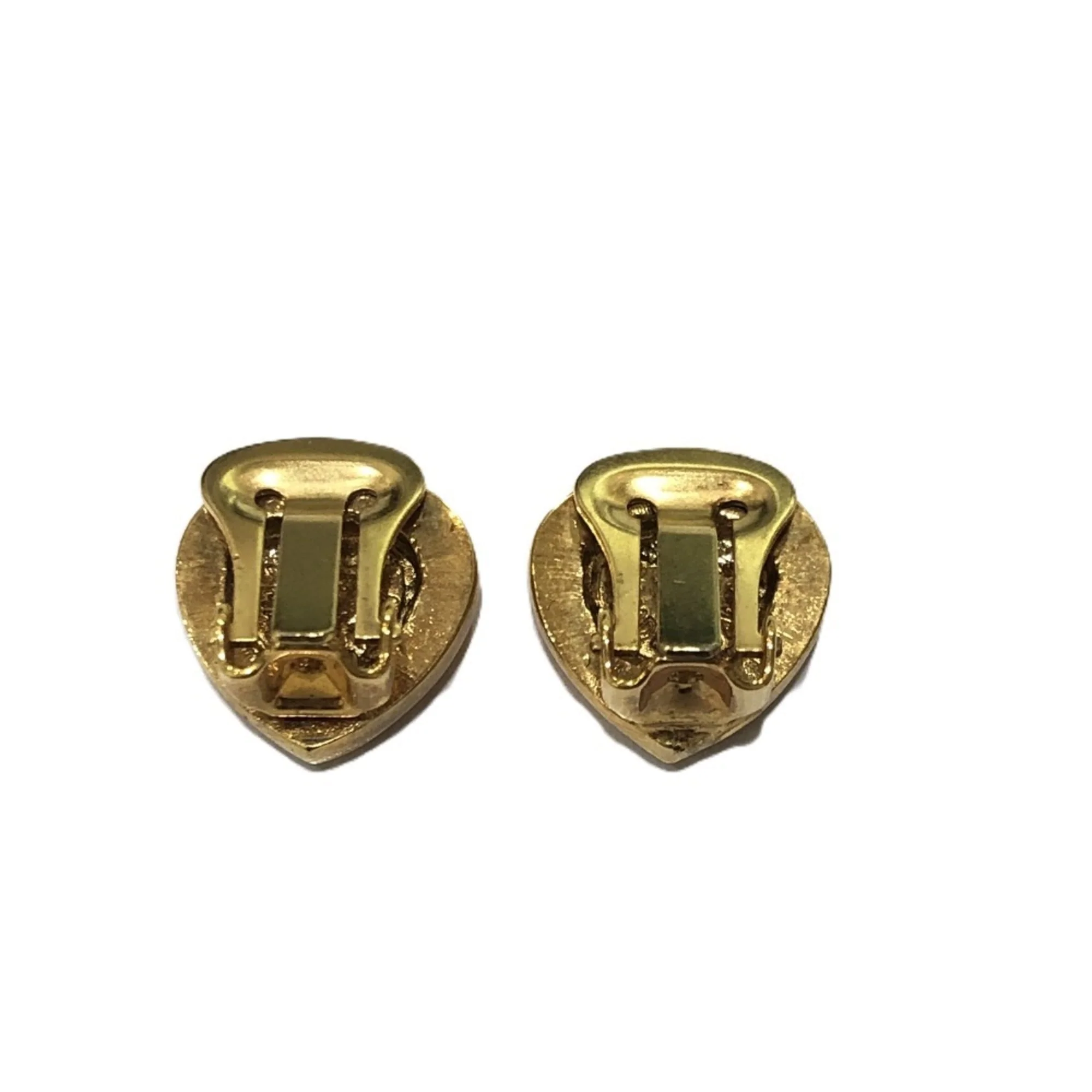 Vintage Clip-On Earrings Logo Clip-On Gold-Tone Metal - Image 4
