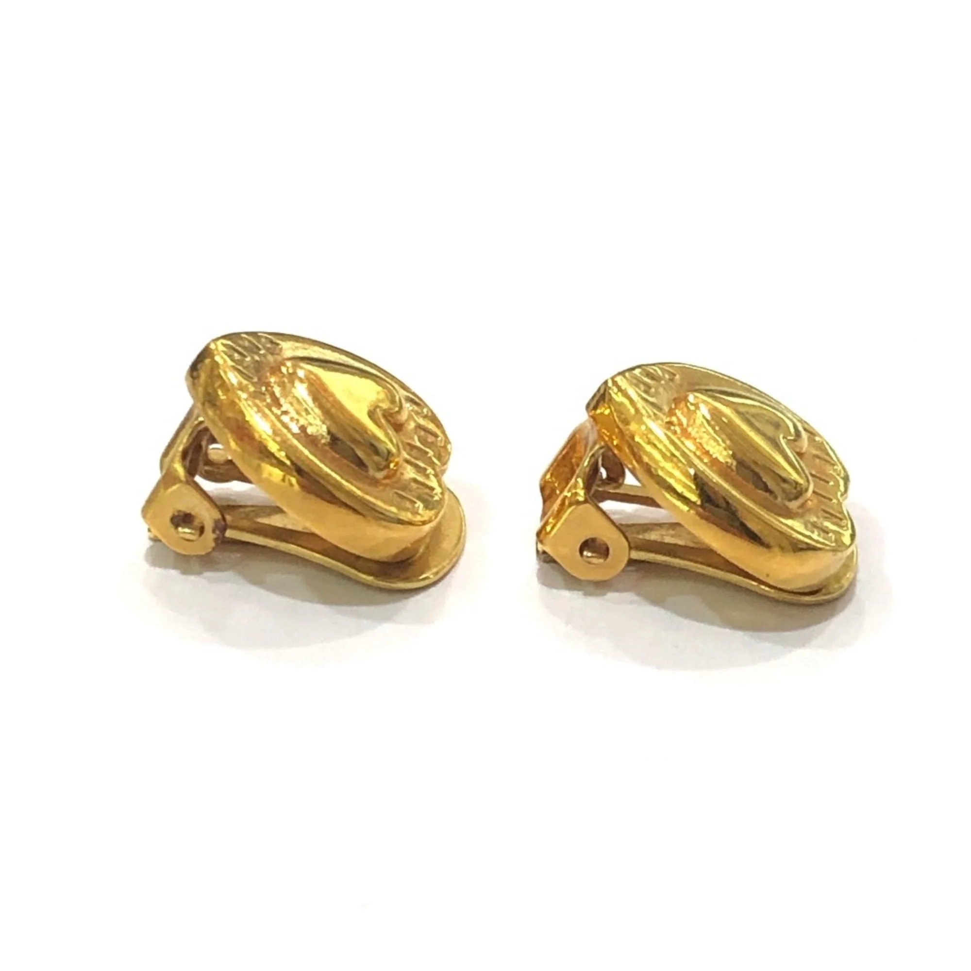 Vintage Clip-On Earrings Logo Clip-On Gold-Tone Metal - Image 6